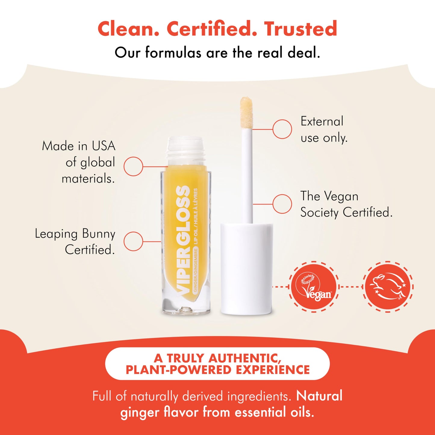 Zizia Viper Gloss - Moisturizing Lip Plumper Gloss with Hyaluronic Acid, Ginger, & Cayenne - Clean, Vegan, & Cruelty-Free Hydrating Lip Oil for a Beauty & Personal Care Zizia Botanicals