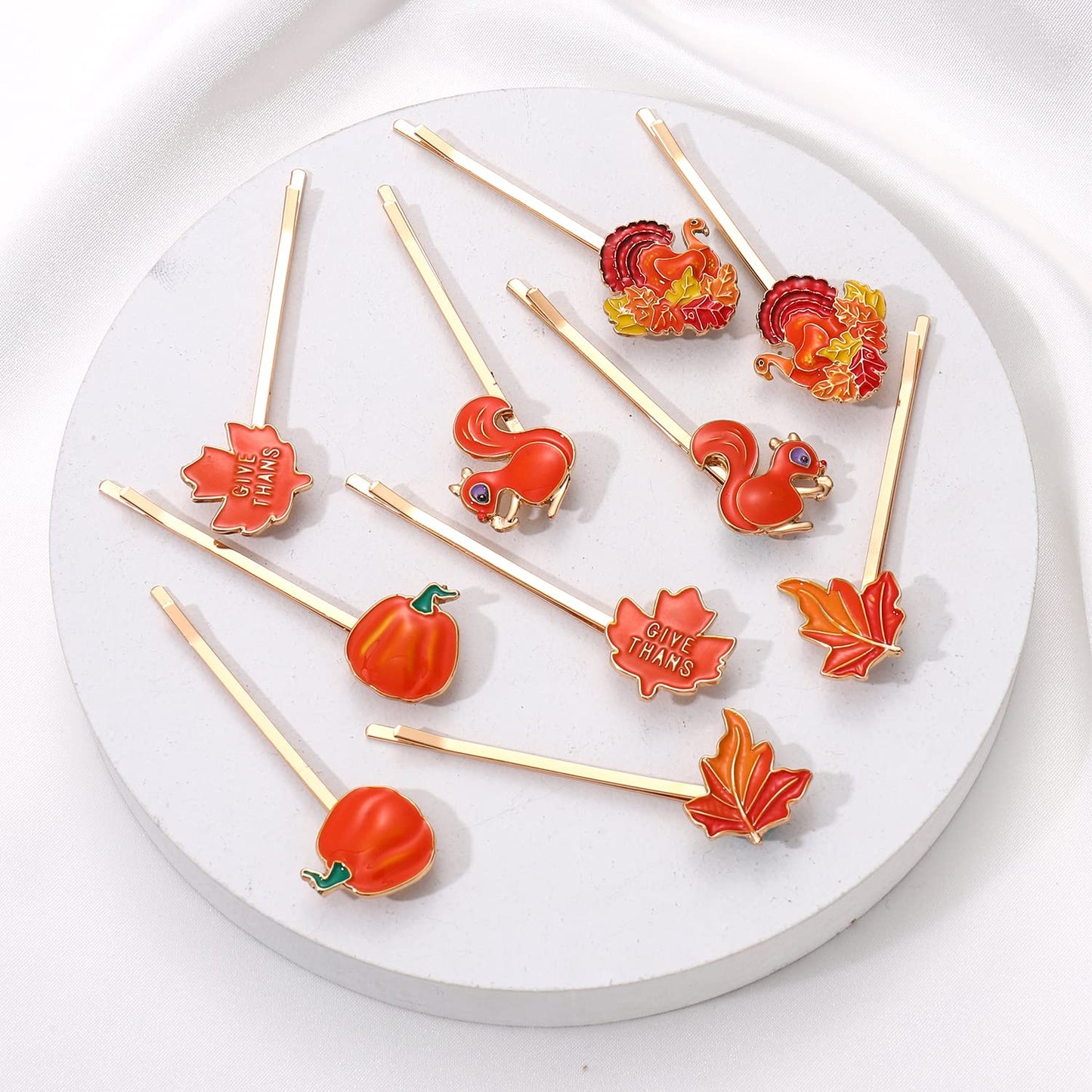 Thanksgiving Fall Hair Clips for Women Enamel Harvest Pumpkin Maple Leaf Turkey Hairpins Cute Autumn Holiday Hair Accessory Costume Party Favors Gifts Beauty & Personal Care CEALXHENY
