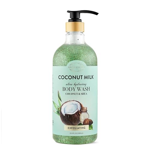 RIVER & ROWE Coconut Milk Exfoliating Body Wash - Hydrating Daily Cleanser with Coconut & Shea for a Nourishing & Silky Soft Skin Experience, Gentle Beauty & Personal Care RIVER & ROWE