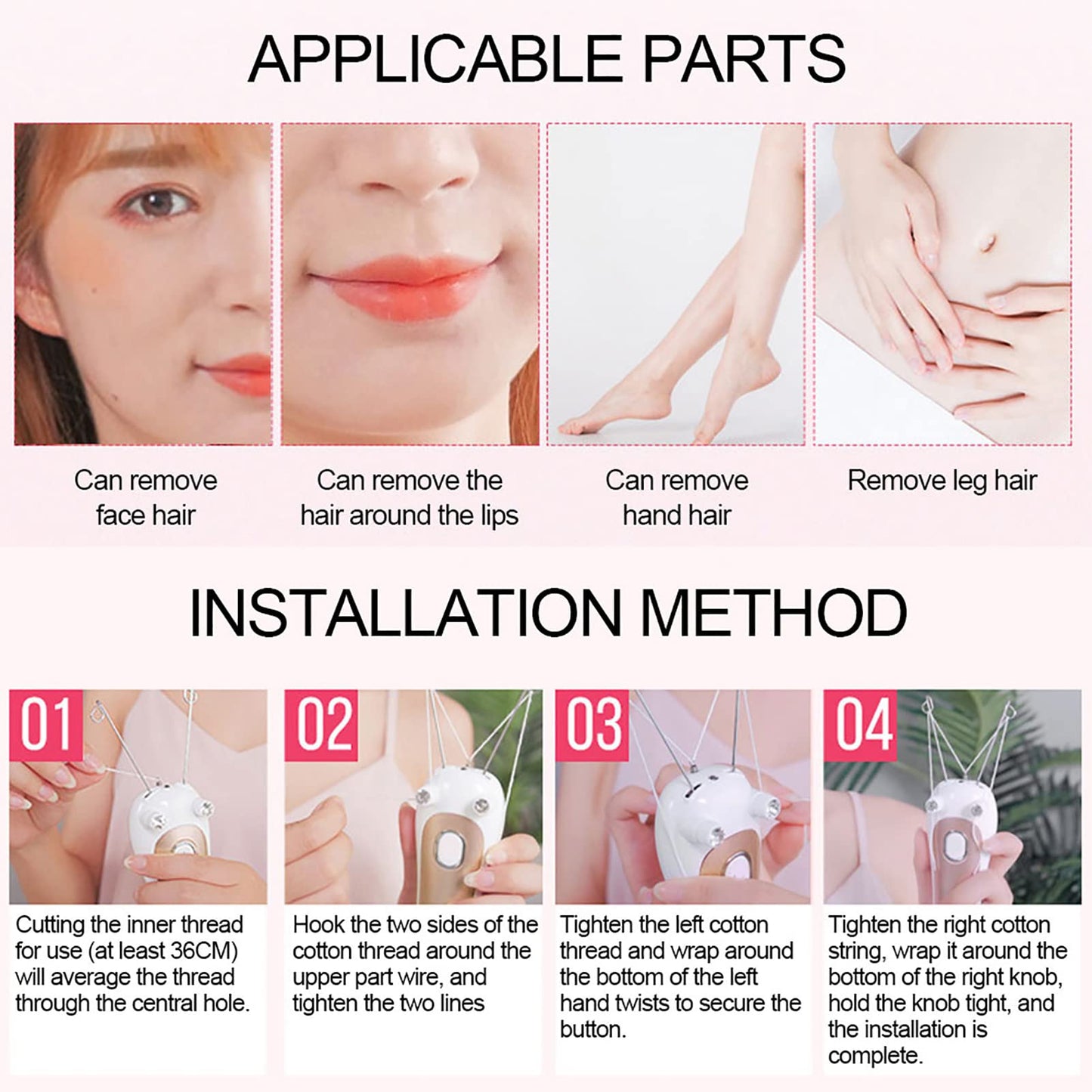 Electric Threading Epilator Face Body Threading Epilator Body Hair Remover Hair Remover Threading Pull Device[Gold] Beauty and Personal Care YUYTE