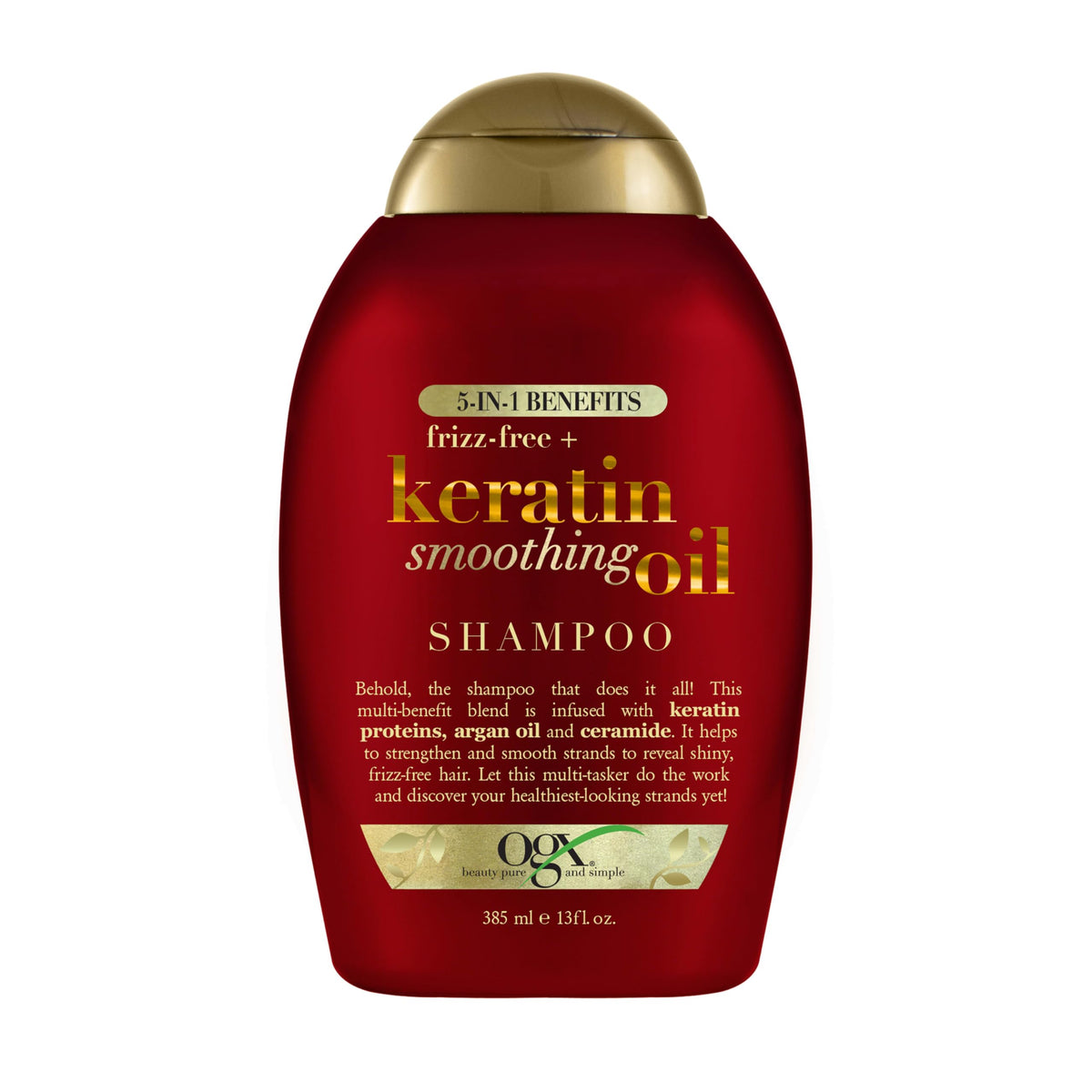 OGX Frizz-Free + Keratin Smoothing Oil Shampoo, 5 in 1, for Frizzy Hair, Shiny Hair, 13 Fl Oz Beauty & Personal Care OGX