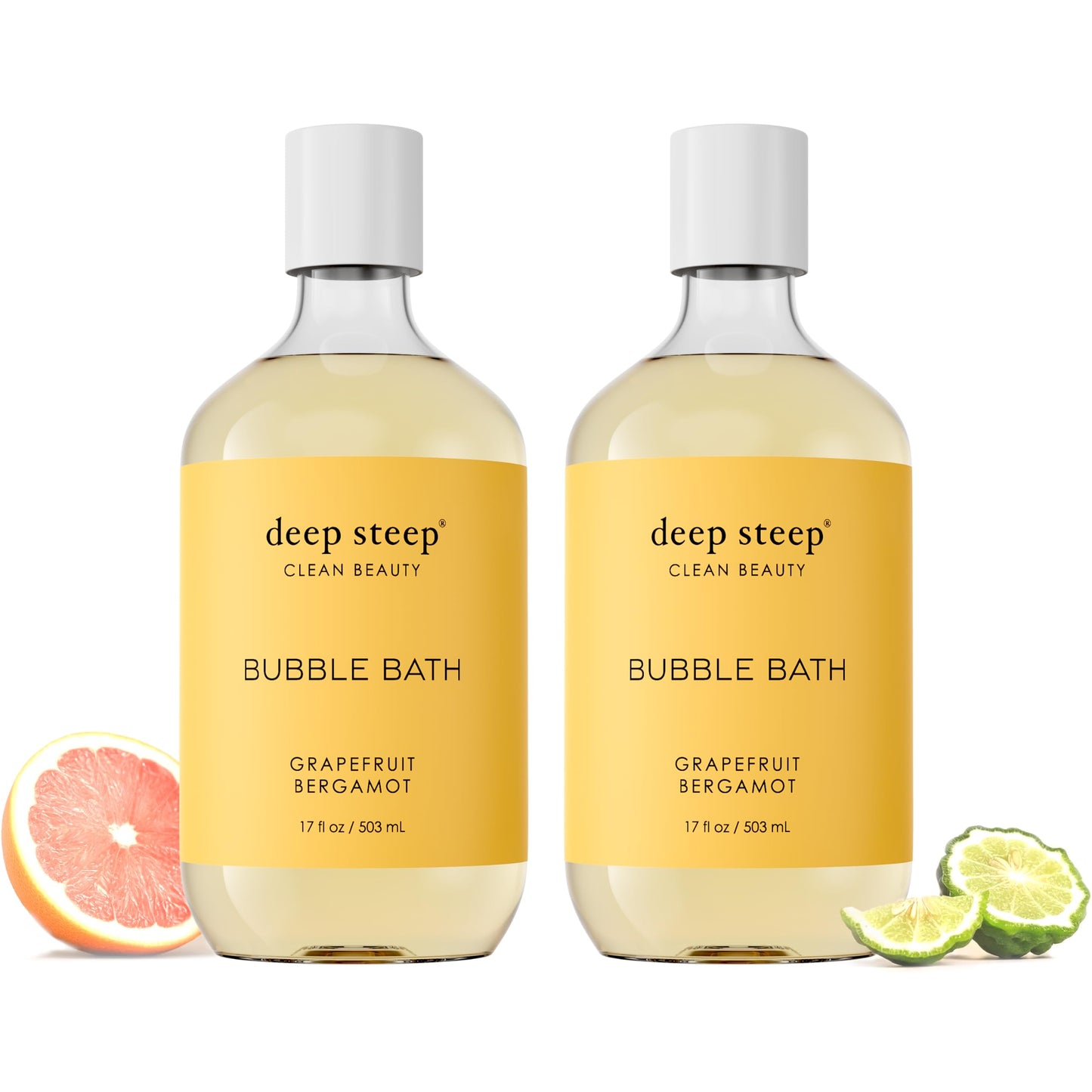 Deep Steep Bubble Bath, Grapefruit Bergamot 17 oz (Pack of 2) - Hypoallergenic, Clinically Tested Soothing Soak with Shea Butter & Argan Oil Beauty and Personal Care Deep Steep