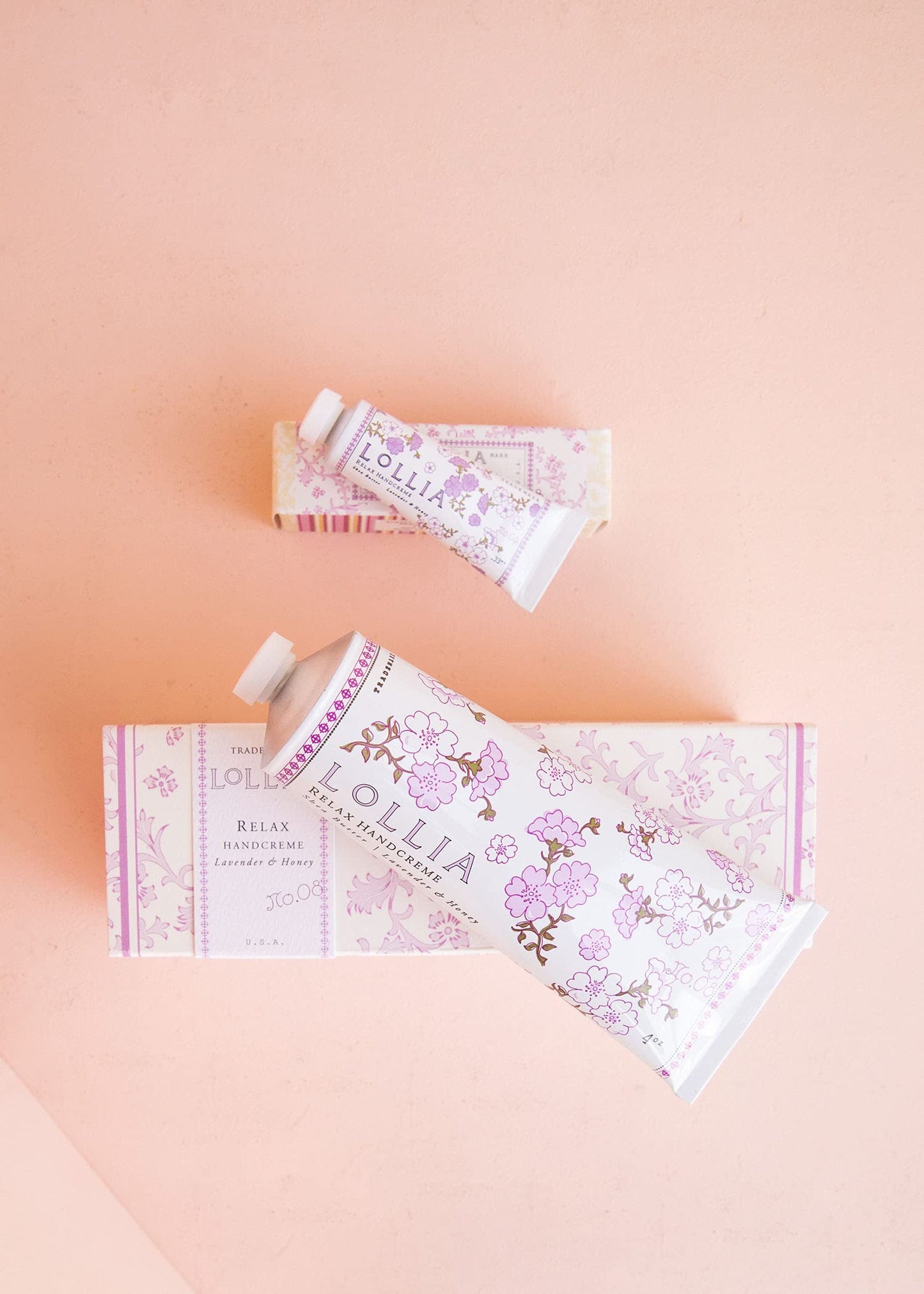 LOLLIA Relax Handcreme Bundle, 4 oz. & .33 oz. - Lavender & Honey - Scented Hand Cream for Women, Moisturizing Hand for Dry Hands, Shea & Cocoa Beauty & Personal Care LOLLIA
