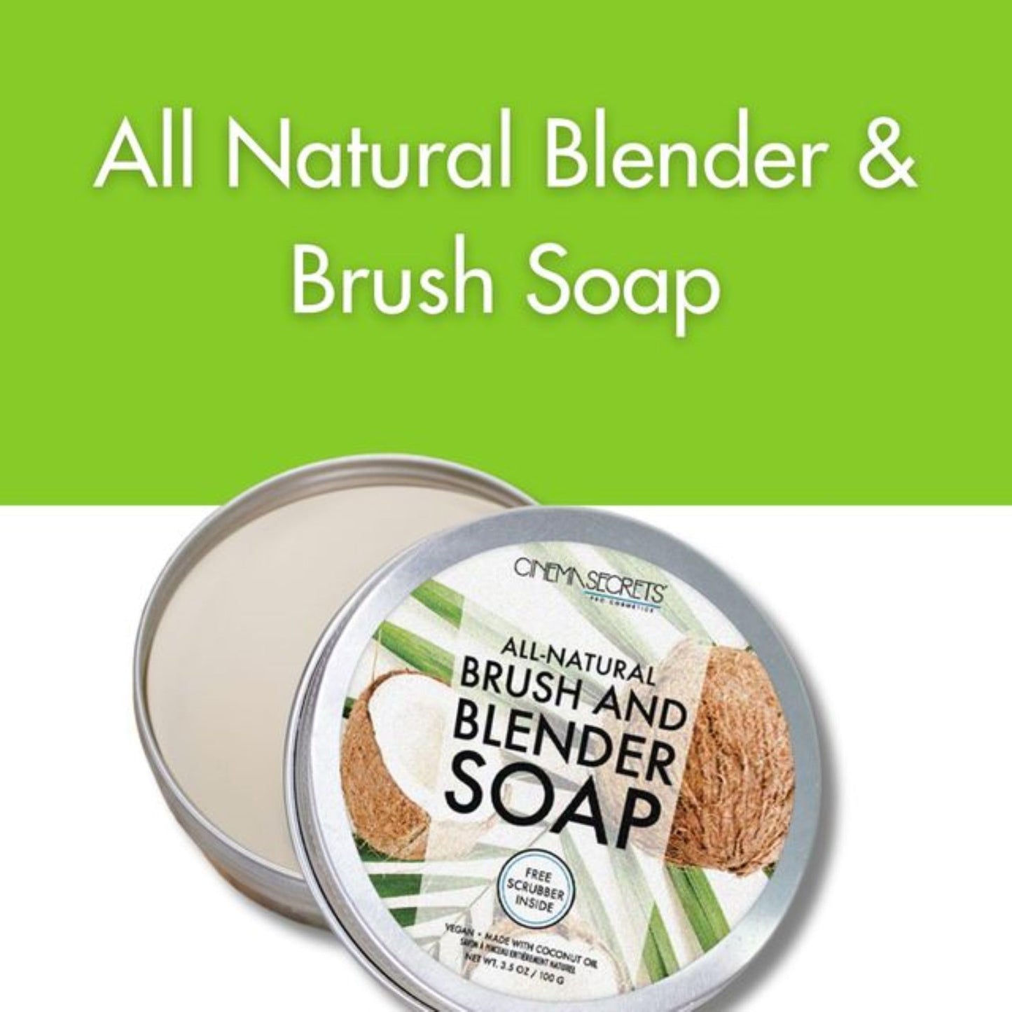 Cinema Secrets Vegan Makeup Brush Cleaner Soap - Brush & Make Up Sponge Cleaner with Scrubber - Formulated with Coconut Oil for Deep Cleansing Beauty & Personal Care CINEMA SECRETS