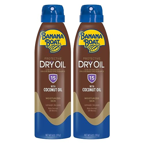 Banana Boat Dry Oil Tanning Spray Sunscreen SPF 15, 6oz | Protective Sun Tanning Oil with SPF 15 Sunscreen, Oxybenzone Free, 6oz each Twin Pack Beauty & Personal Care Banana Boat