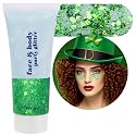 Green Body Glitter Gel,Festival Rave St Patricks Day Accessories Face Glitter for Face Body Hair,Alien Paint for Women Chunky Glitter Gel,Holographic Beauty & Personal Care faglowmify
