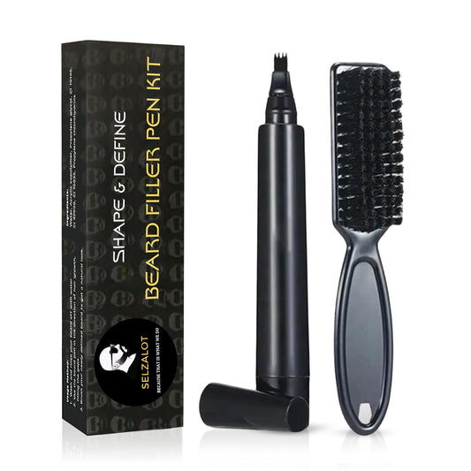 SELZALOT (Black) Beard Pen Filler for Men - 4-Tip Pencil with Brush Beauty and Personal Care SELZALOT