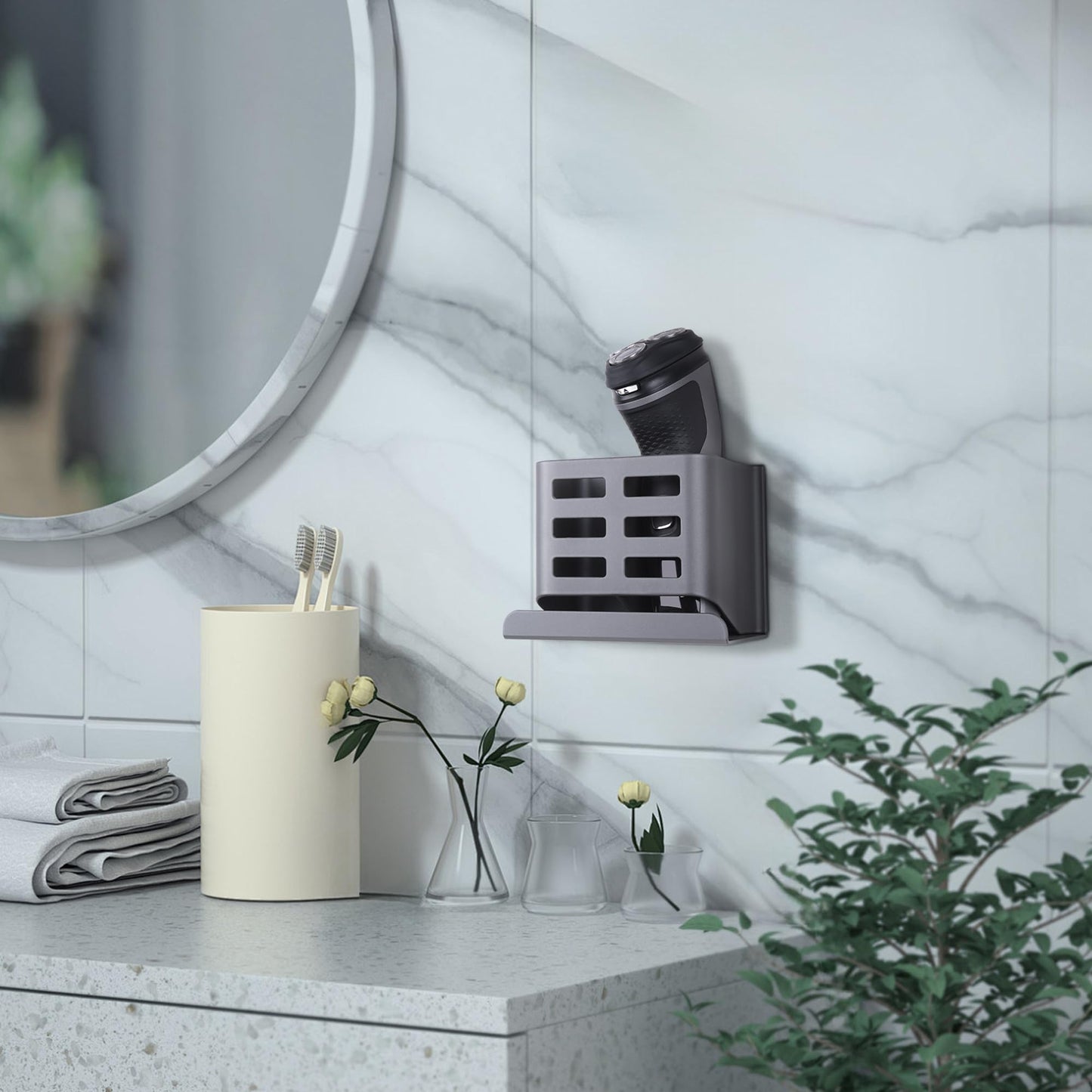 Linkidea Aluminum Electric Shaver Holder, Wall Mount Razor Stand, Compatible with Philips Norelco Shaver 2400 & 3600, Bathroom Organizer Beauty and Personal Care Linkidea