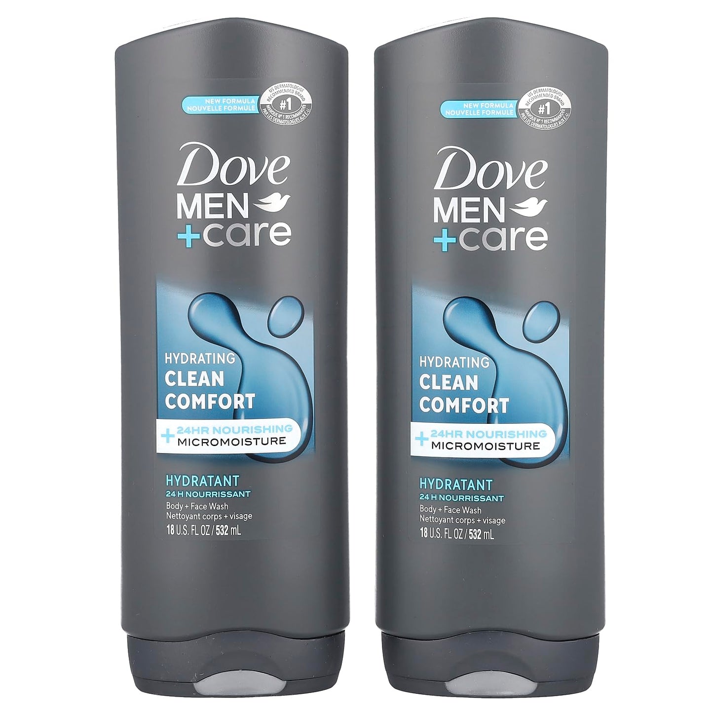 Dove Men+Care Body and Face Wash for healthier, stronger skin Clean Comfort fights dry skin 18 Fl Oz (Pack of 2) Beauty & Personal Care DOVE MEN + CARE
