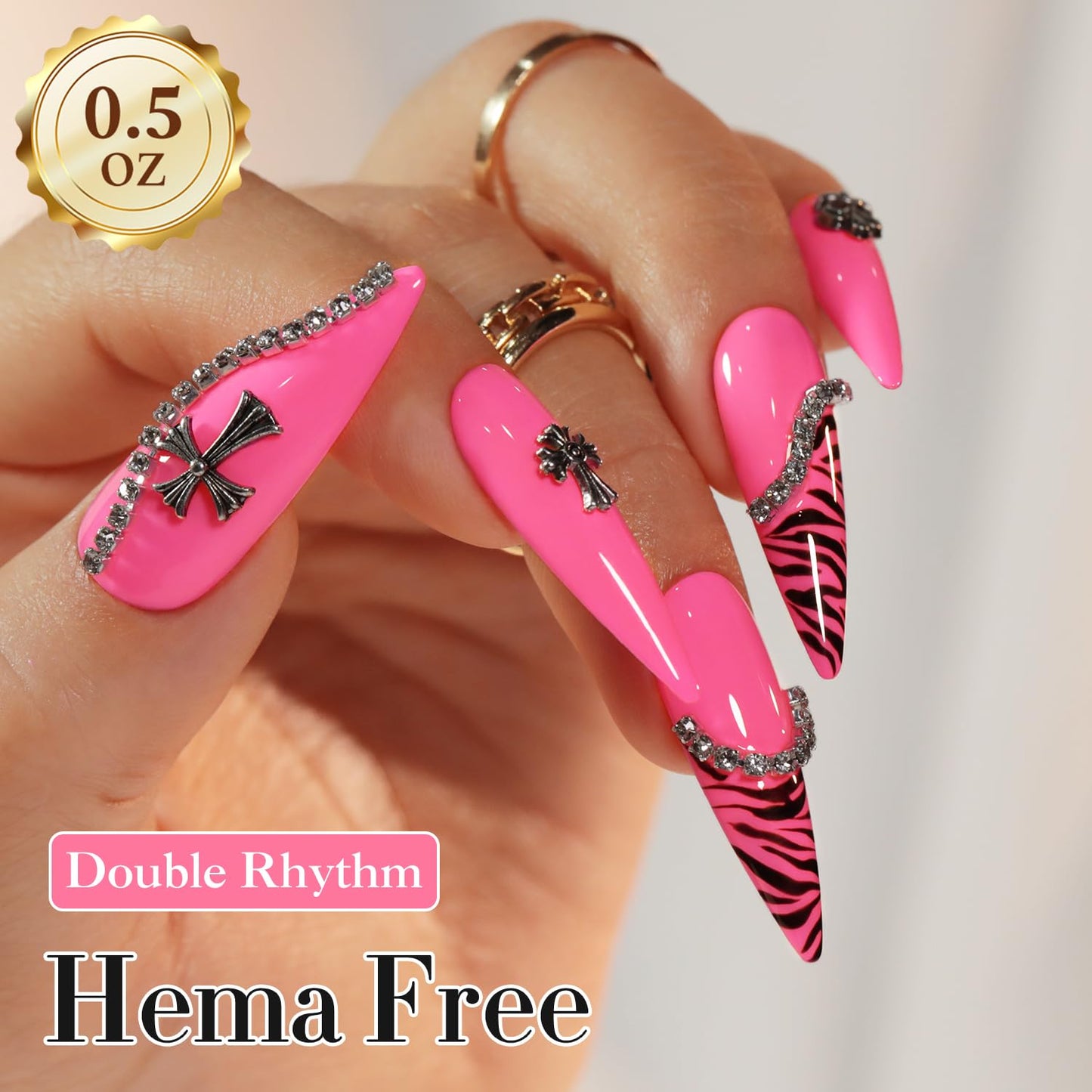 Double Rhythm 0.50 OZ Gel Polish Hema Free Same Color Same Bottle Golden Round Translucent Neutral Natural Milky 15 ML Jelly UV Polish Art DIY at Home Beauty and Personal Care Double Rhythm