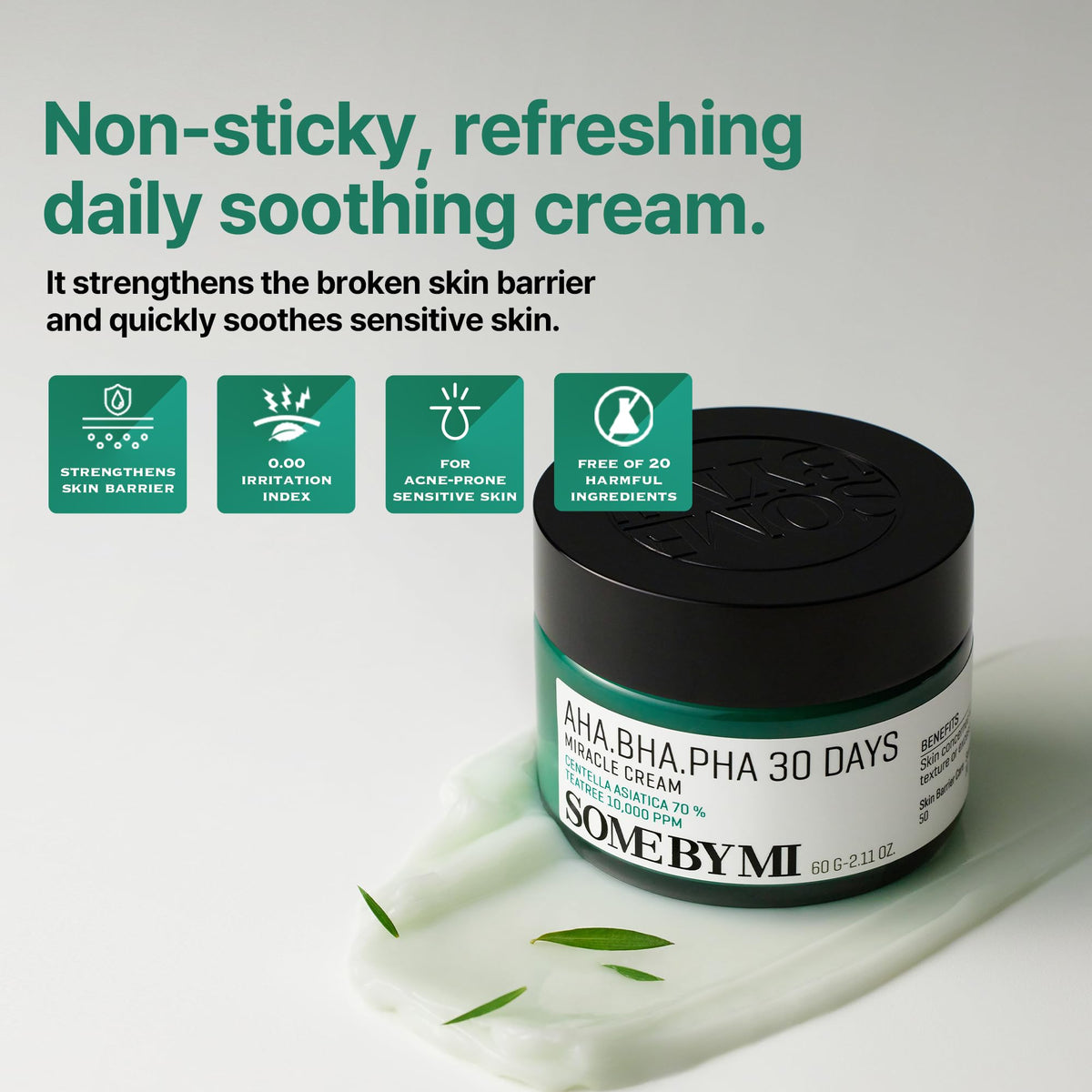 SOME BY MI AHA BHA PHA 30 Days Miracle Cream - 2.02oz, 60ml - Mild Exfoliating Salicylic Acid & Centella Face Moisturizer for All Skin Types - Daily Beauty & Personal Care SOME BY MI