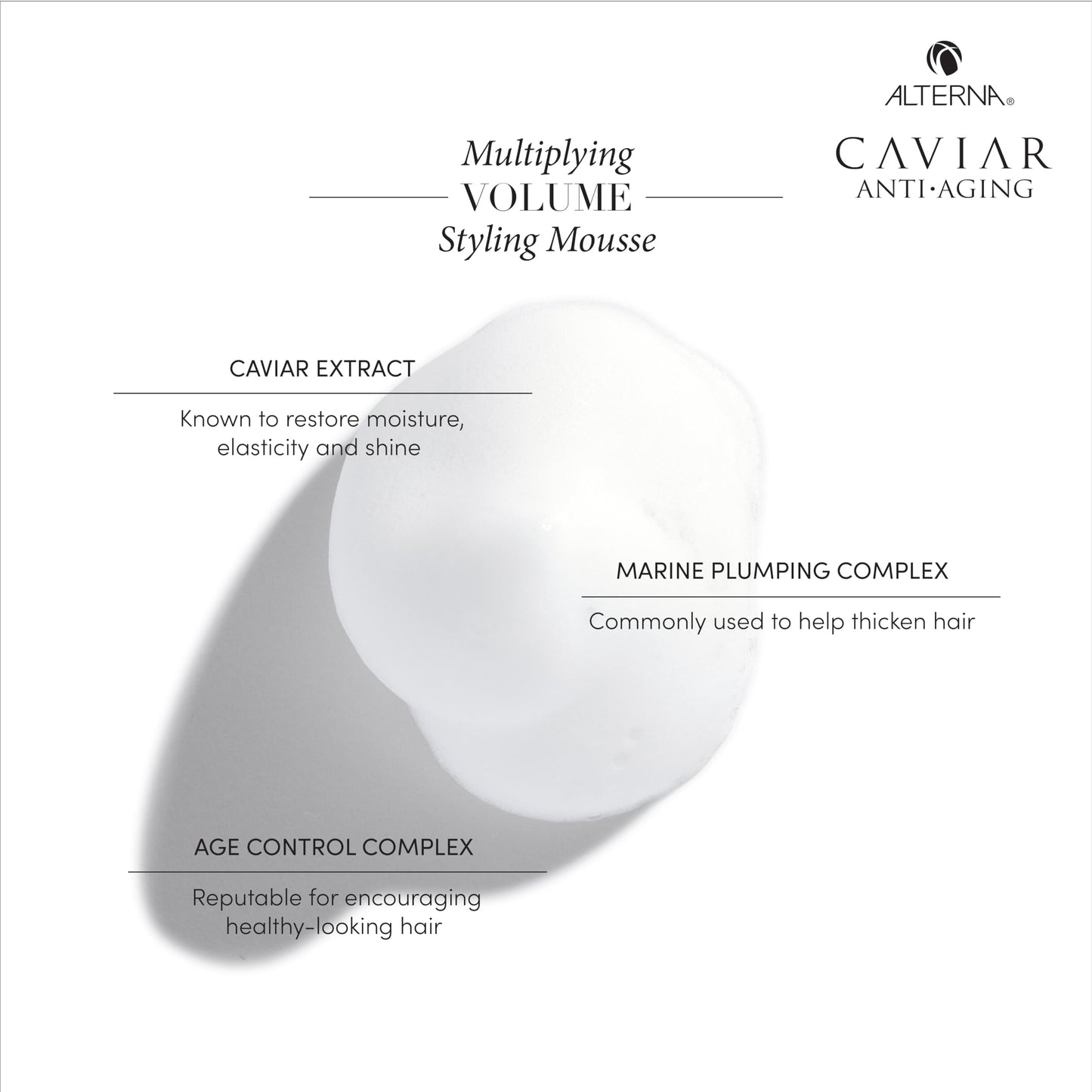 Alterna Haircare CAVIAR Anti-Aging Multiplying Volume Styling Mousse, 8.2 Fl Oz | For Fine, Thin Hair | Medium Hold | Create Instant Volume Beauty & Personal Care Alterna