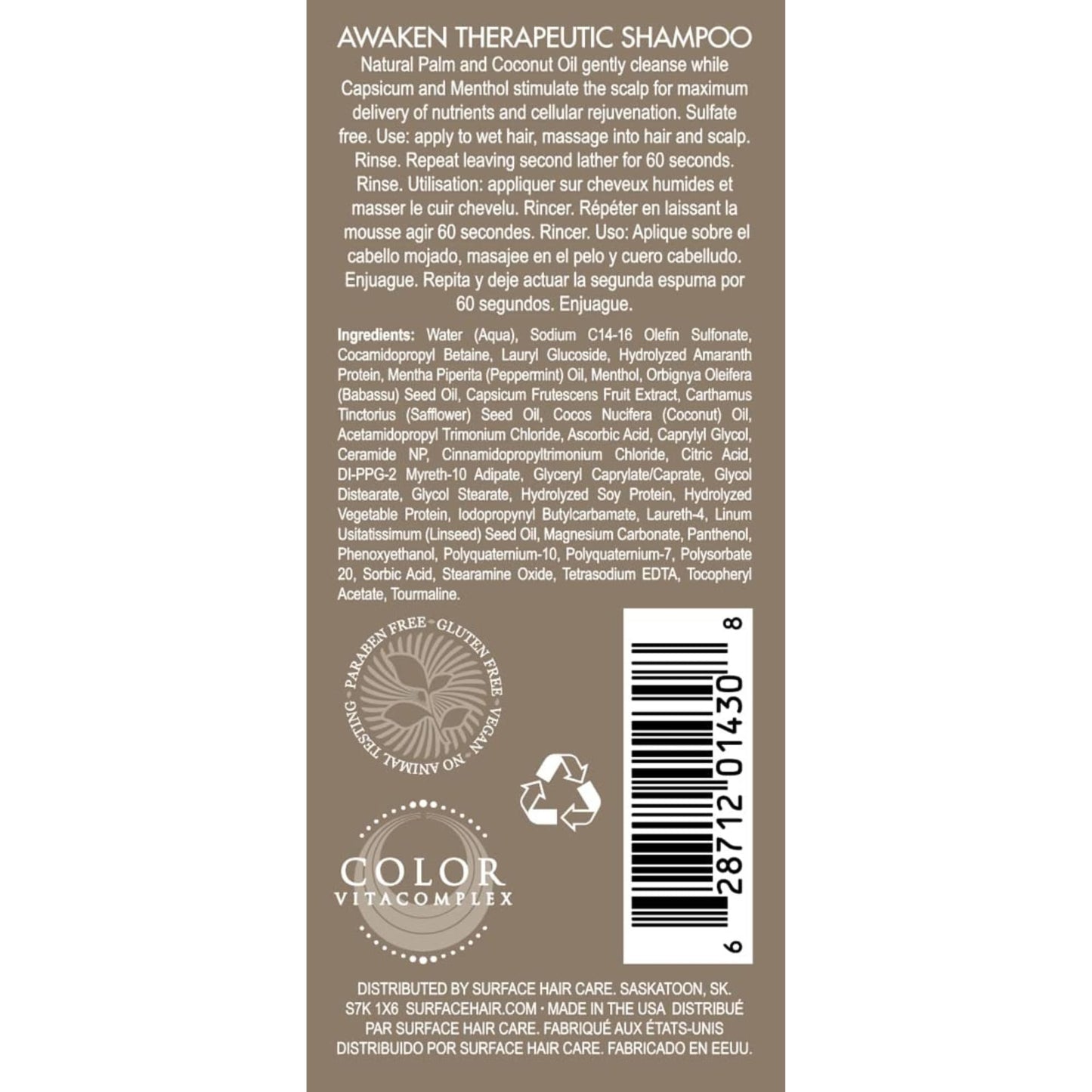 SURFACE Hair - Awaken Therapeutic Shampoo - Natural Ingredients for Thinning Hair and a Healthy Scalp - 2 fl oz Beauty & Personal Care SURFACE