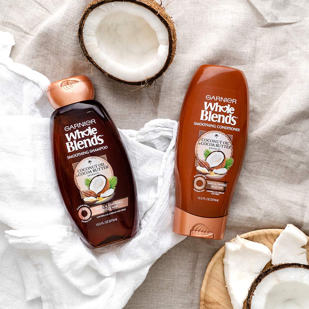 Garnier Hair Care Whole Blends Smoothing Conditioner with Coconut Oil & Cocoa Butter Extracts for Frizz, 3 Count