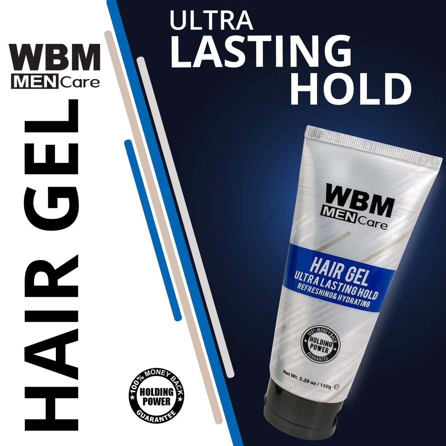 WBM Care Men Styling Hair Gel | Refreshing & Hydrating | for All Hair Types, 5.29 oz Beauty & Personal Care WBM