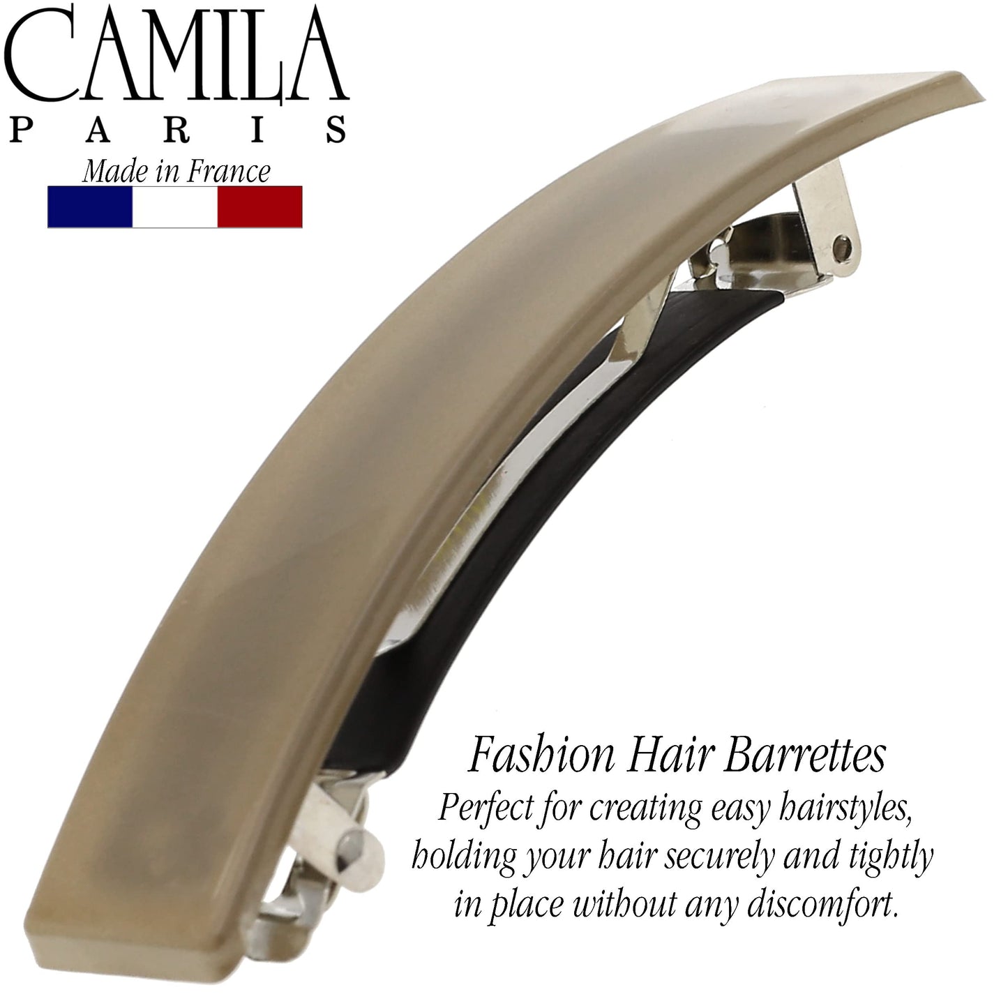 Camila Paris CP3385 French Hair Barrette Clip for Girls, Beige Rubberized Metal Clasp, Strong Hold Grip Hair Clips for Women, No Slip Durable Styling Beauty & Personal Care Camila
