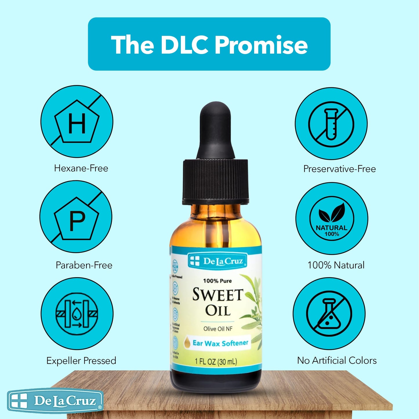 De La Cruz Ear Wax Remover and Earwax Softener, 100% Pure Sweet Oil for ears, Gentle and Natural Ear Oil - 1 Fl OZ - 2 Pack Beauty & Personal Care De La Cruz