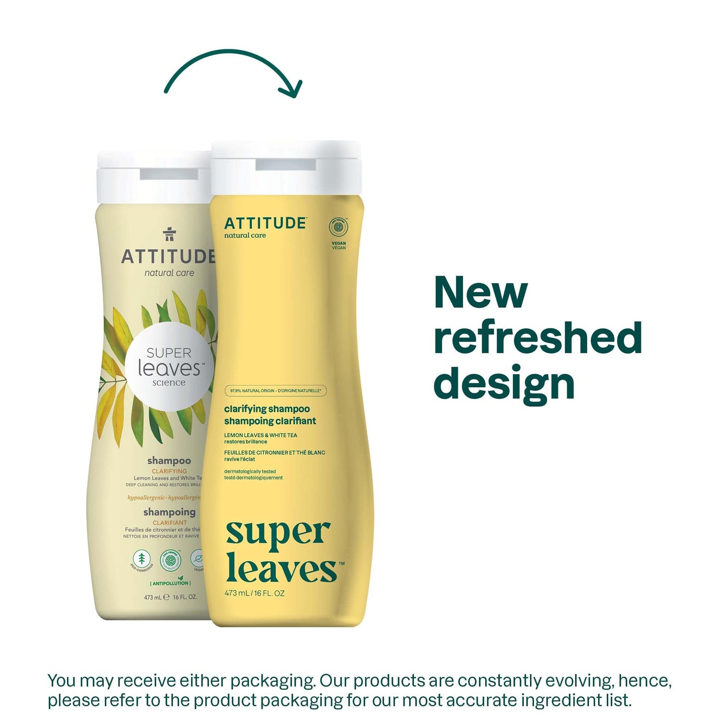 ATTITUDE Clarifying Hair Shampoo, EWG Verified, Restores Shine, Naturally Derived Ingredients, Vegan and Plant Based, Lemon Leaves and White Tea, 16 Beauty & Personal Care ATTITUDE