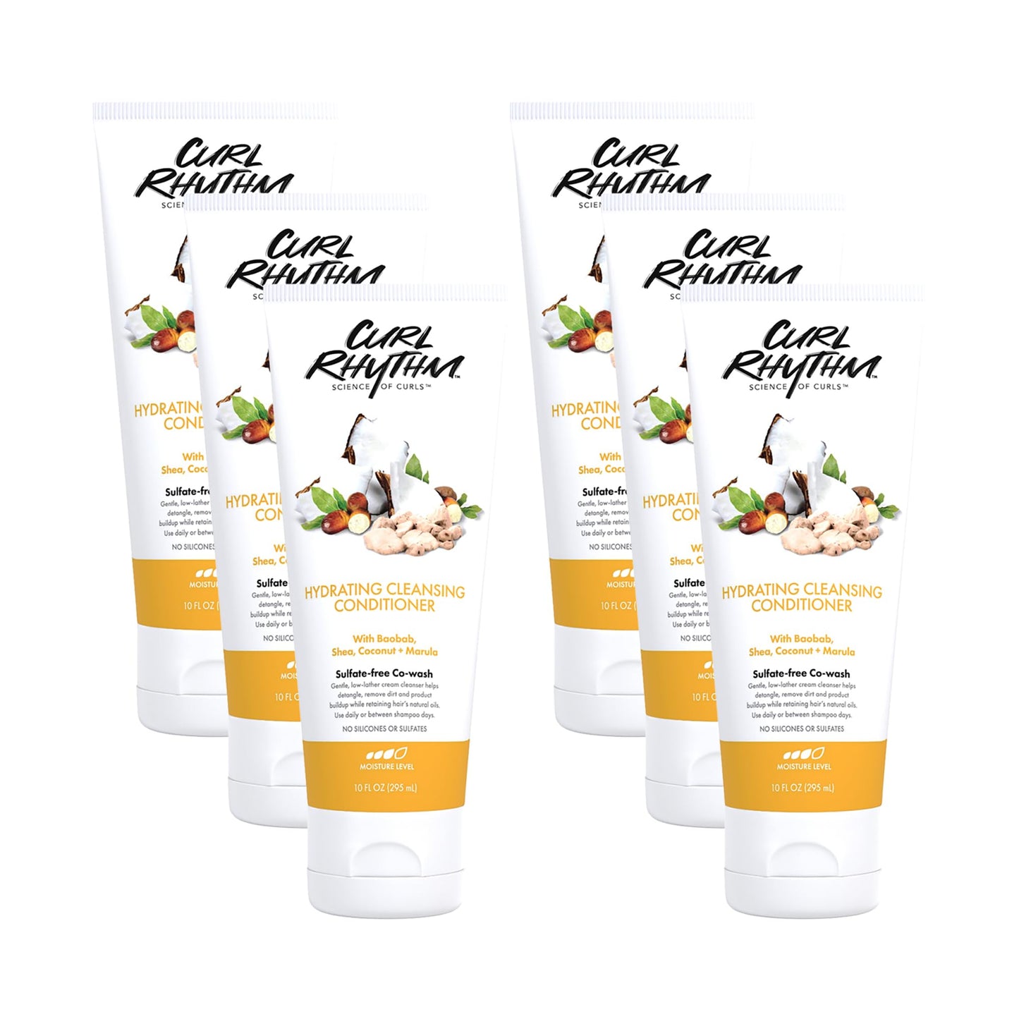 Curl Rhythm Hydrating Cleanser Conditioner - Co-wash with Shea, Marula, and Coconut - Curly Hair Conditioner - Removes Dirt and Buildup - 6 pc Beauty & Personal Care Curl Rhythm