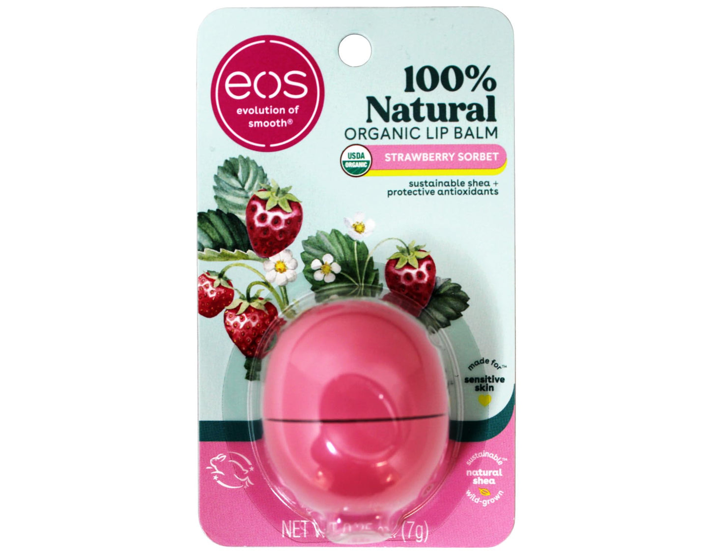 eos Smooth Lip Balm Sphere, Strawberry Sorbet 0.25 oz (Pack of 2) Beauty and Personal Care eos