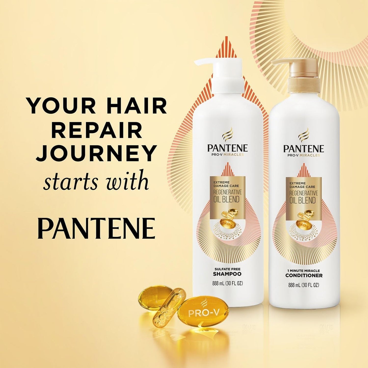 Pantene Pro-V Miracles Extreme Damage Care Shampoo & Conditioner, 30 Fl Oz, 2 Ct Beauty & Personal Care Pantene