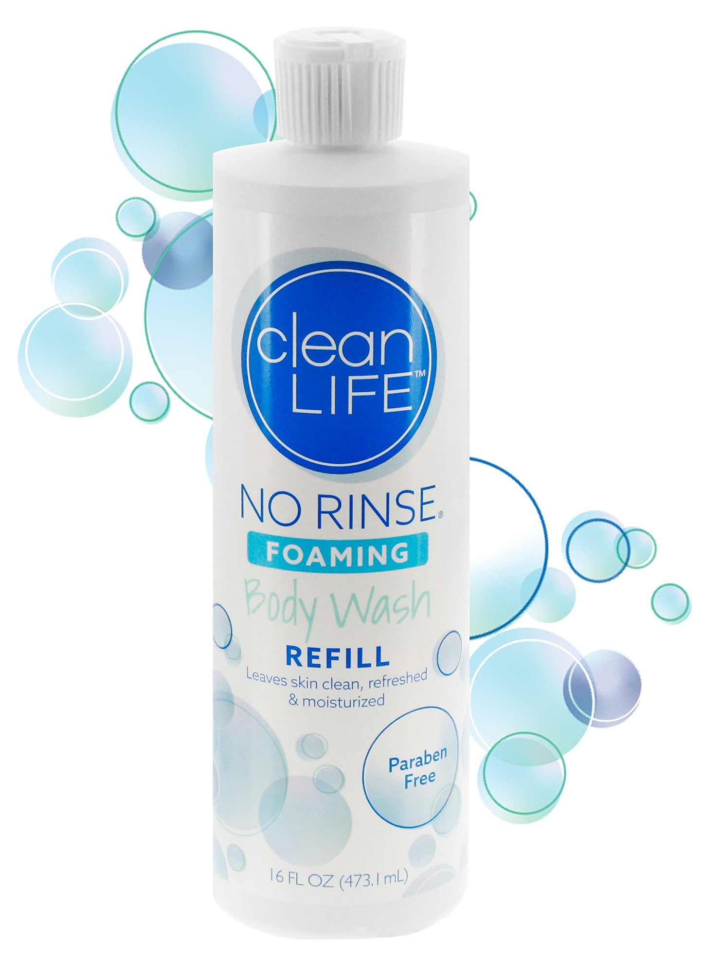 No-Rinse Foaming Body Wash, 16 fl Oz Refill Waterless, Rinse Free Foam Cleanser Leaves Skin Clean and Moisturized - Effective Perineal Wash Providing Beauty & Personal Care No-Rinse