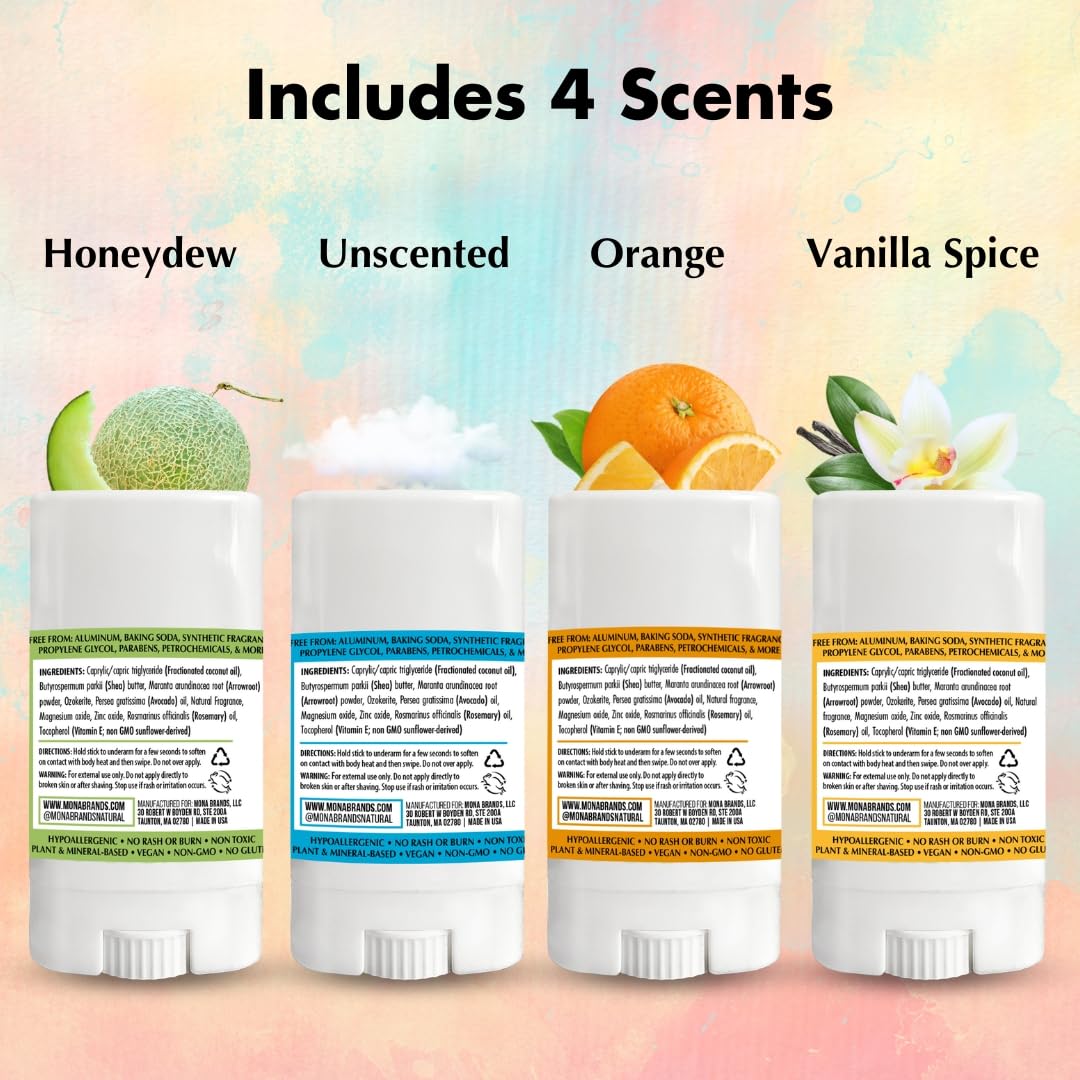 MONA Brands TRAVEL SIZE Deodorant for Kids - 100% Natural Kids Deodorants For Girls, Boys, Pre-Teens & Teens - Hypoallergenic (4-PK Travel Size Combo Beauty and Personal Care MONA