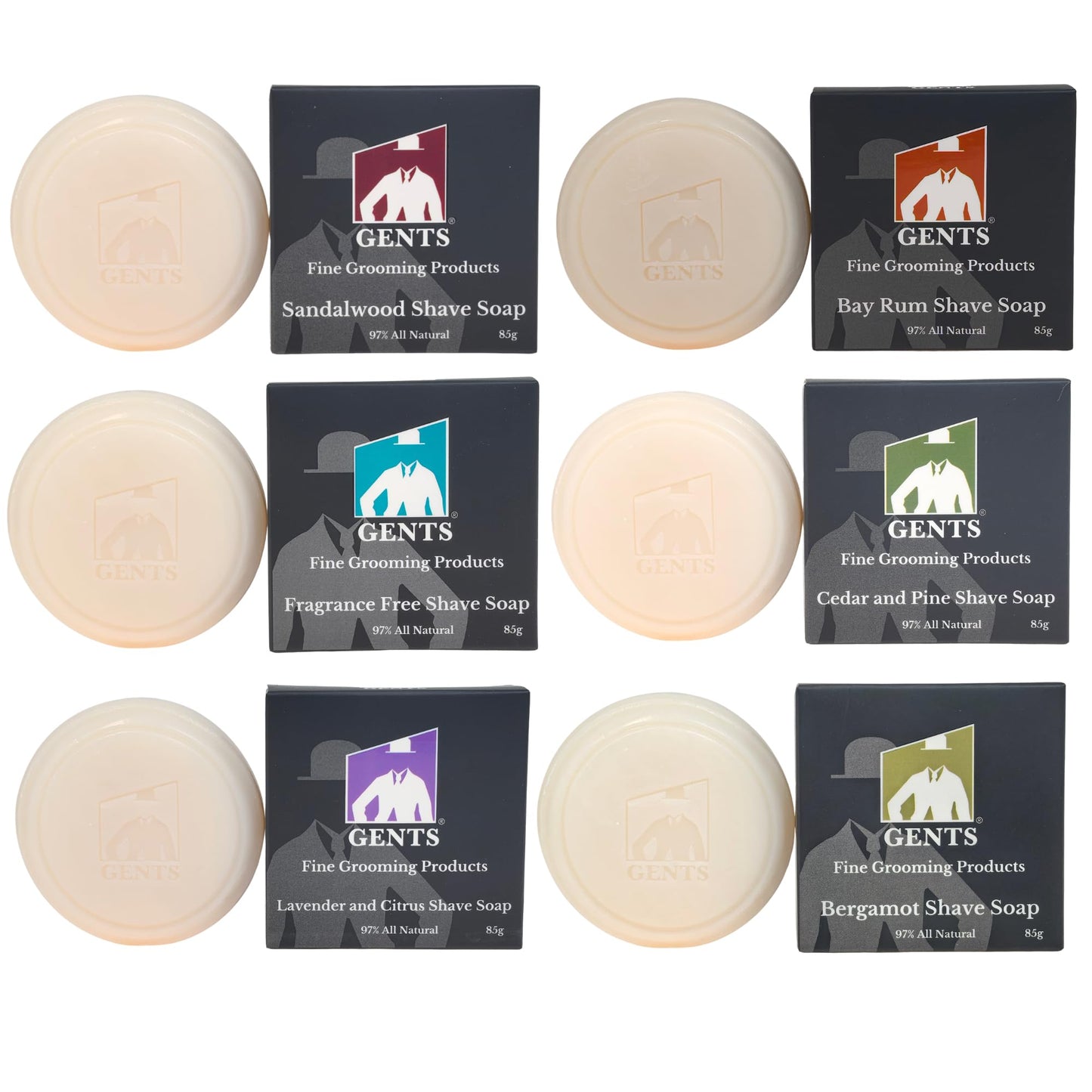 GENTS Men's Shaving Soap 97% All Natural Enriched With Shea Butter and Glycerin, Creates Rich Lather Form (6 Pack Variety) Beauty and Personal Care G.B.S