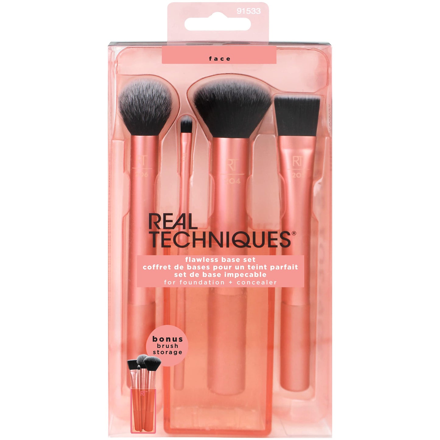 Real Techniques Flawless Base Brush Set With Ultra Plush Custom Cut Synthetic Bristles and Extended Aluminum Ferrules to Build Coverage for Every Beauty & Personal Care Real Techniques