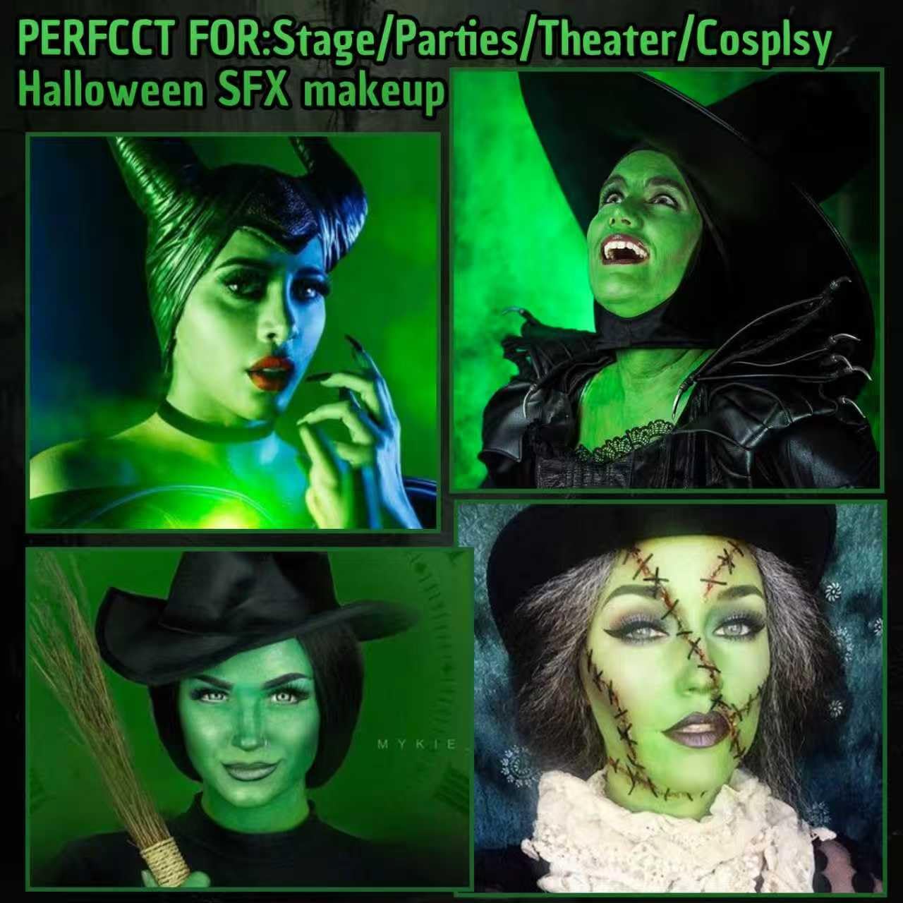 Halloween Witch Makeup Kit, SFX Character Set with Face Paint, Complete SFX Set for Halloween, with Scar Wax for Special Effects Costume Makeup Beauty & Personal Care Js2U ZW