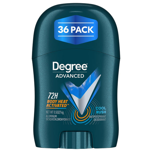 Degree Men’s Travel Deodorant Cool Rush 36-Pack - 72H Body Heat Activated Mini Antiperspirant, 0.5 Oz Ea Beauty and Personal Care Degree