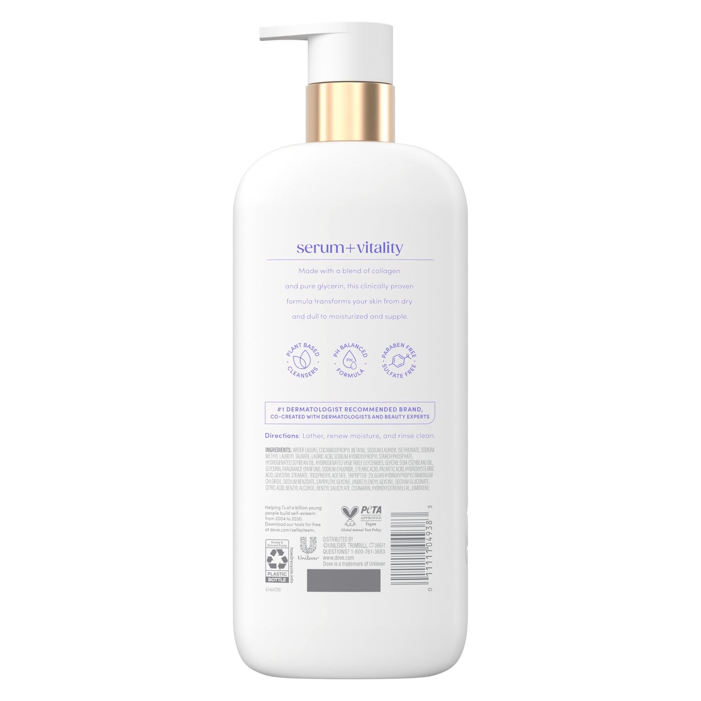 Dove Body Wash Vitality Renewal Promotes firmer, supple skin 4% restoring serum with collagen 18.5 oz Beauty & Personal Care Dove
