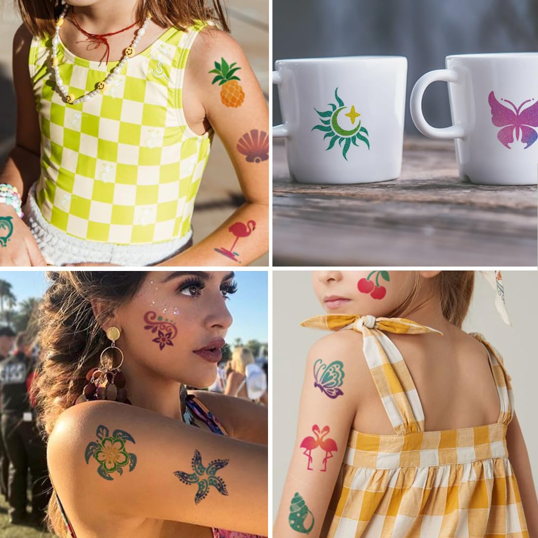 CHARLENT Glitter Temporary Tattoos for Aloha Party Decoration Beauty and Personal Care CHARLENT