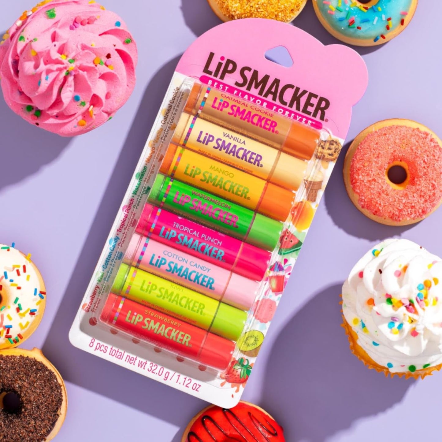 Lip Smacker Original & Best Holiday Flavored Lip Balm Party Pack, Oatmeal Cookie, Vanilla, Mango, Watermelon, Tropical Punch, Cotton Candy, Kiwi Beauty & Personal Care Lip Smacker