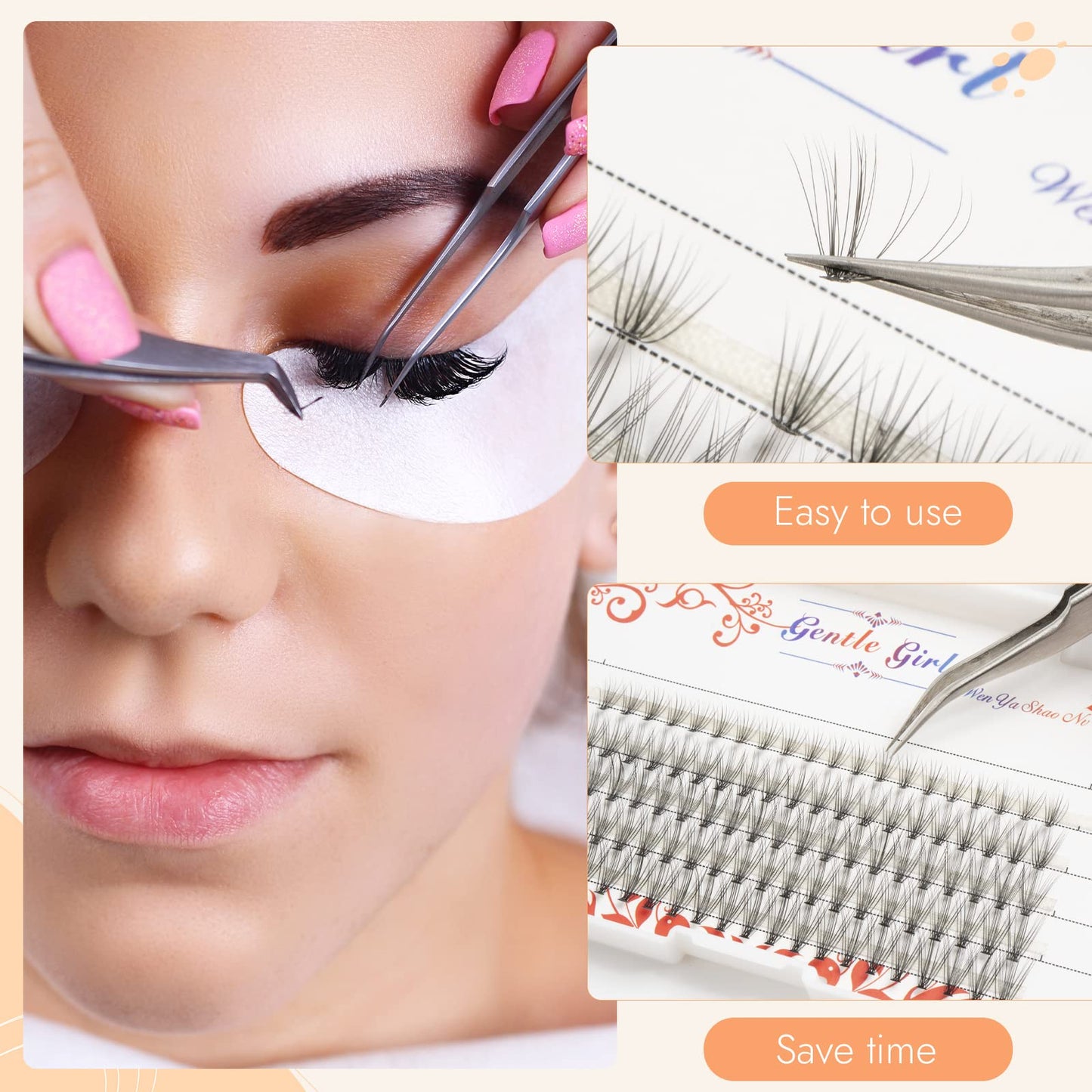 PAFUWEI 100 Pieces Individual Lashes False Eye Lashes Extension, 20 Roots Eyelash Extensions, Cluster Lashes Pack for DIY Eyelash Extension Thickness Beauty & Personal Care PAFUWEI