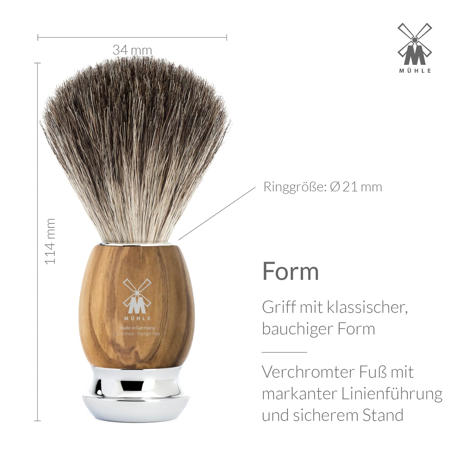 MÜHLE VIVO Olive Wood 4-Piece Pure Badger 5-Blade Razor Shaving Set Beauty and Personal Care MÜHLE