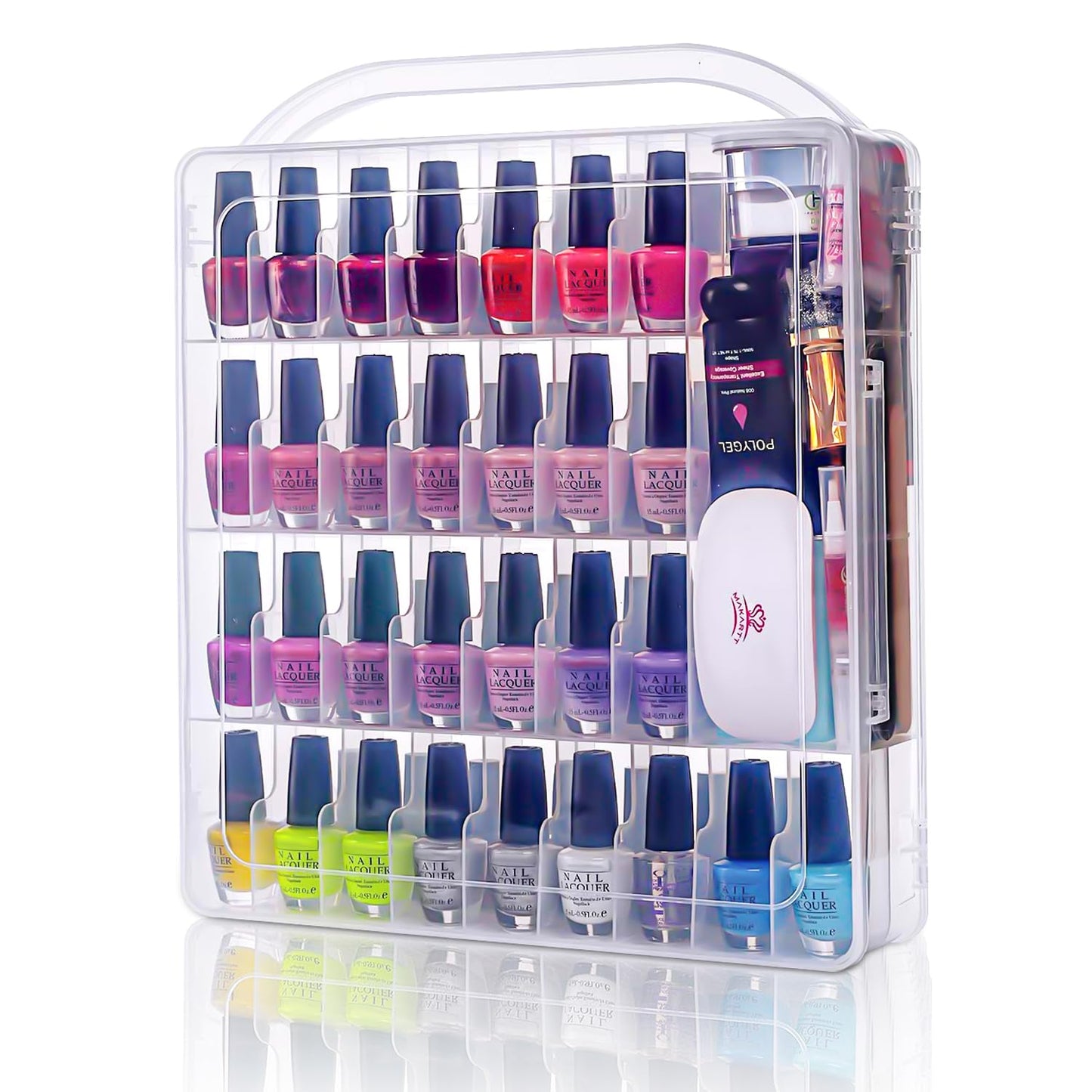 Makartt Gel Nail Polish Organizer, Clear Storage Case Holder for 60 Bottles, Large Compartment, Space-Saving, Travel Carry, Colors Display Beauty & Personal Care Makartt