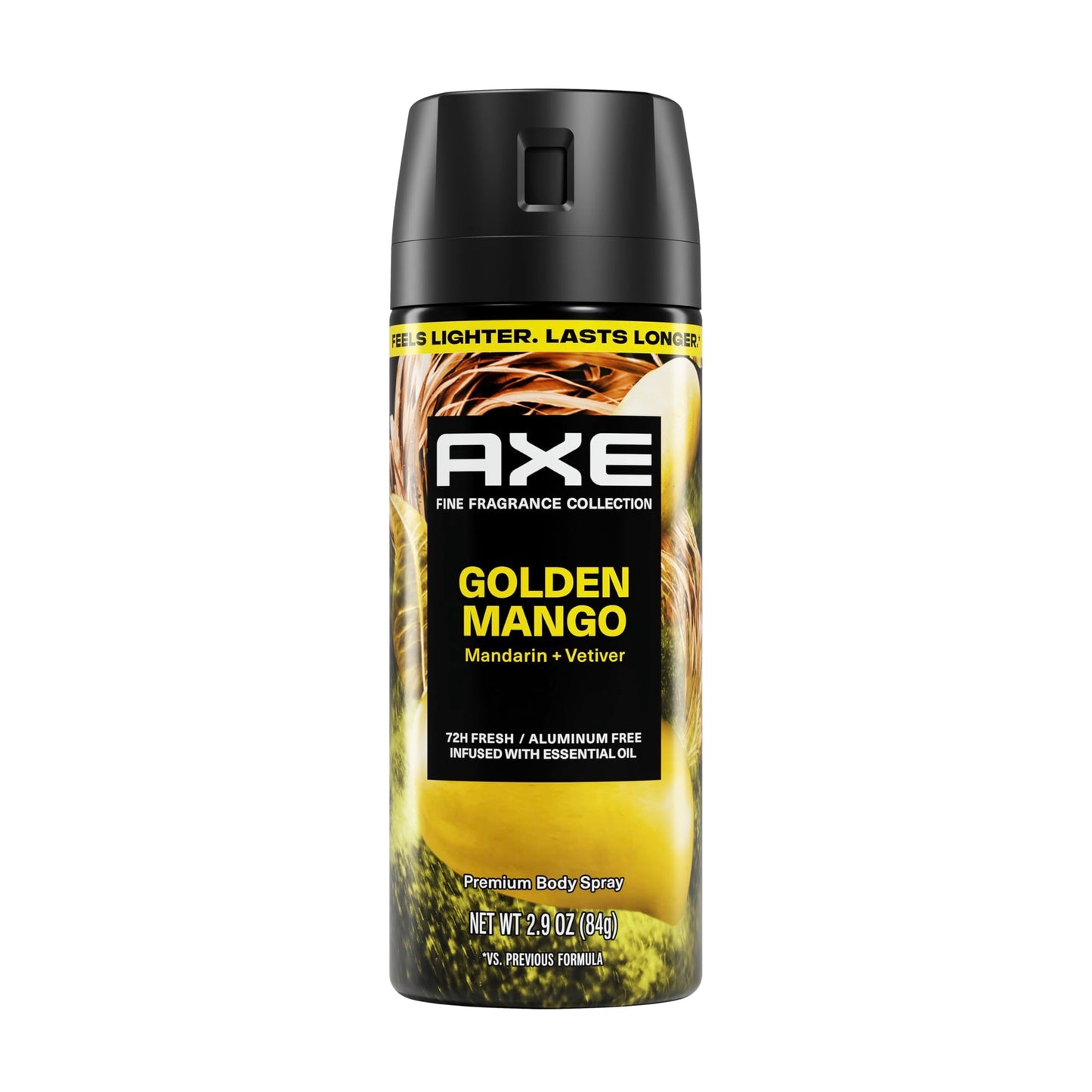 AXE Fine Fragrance Collection Body Spray Golden Mango 72 Hour Freshness Aluminum Free 2.9 oz Beauty and Personal Care AXE