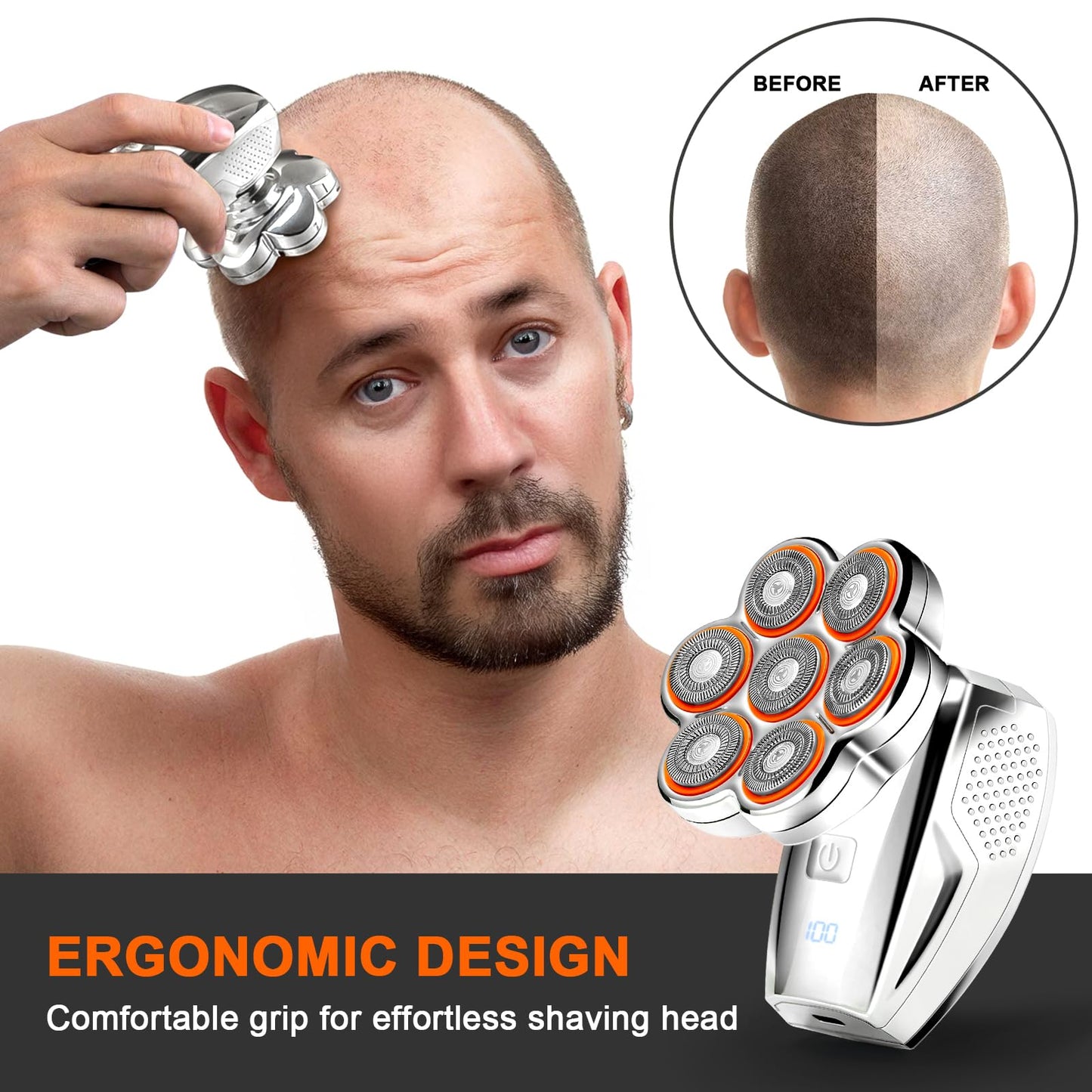 Head Shavers for Bald Men: 120min Long Time Use Rechargeable Electric Razor - Waterproof Wet Dry Shaving - Professional Grooming Kit for Balder Beauty and Personal Care YVTUTW