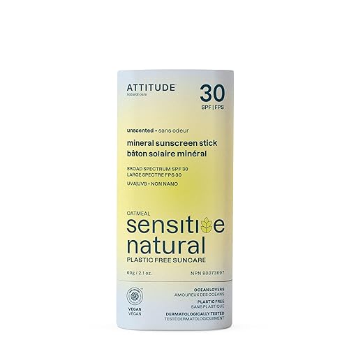 ATTITUDE Mineral Sunscreen Stick for Sensitive Skin, SPF 30, EWG Verified, Plastic-Free, Broad Spectrum UVA/UVB Protection with Zinc Oxide Beauty & Personal Care ATTITUDE