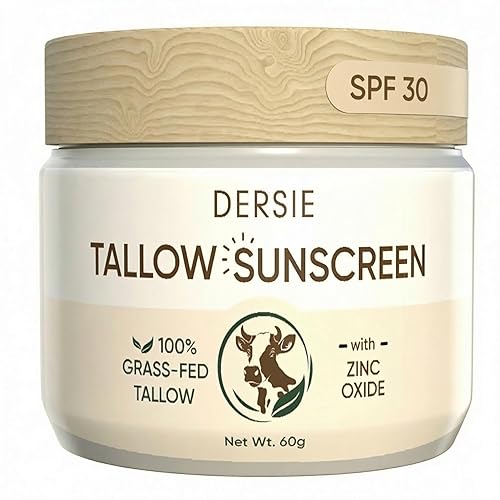 Dersie Tallow Sunscreen SPF 30 - Mineral UV Defense with Non-Nano Zinc Oxide - Face & Body Sun Protection for Adults & Kids (2.12 Ounce (Pack of 1)) Beauty & Personal Care Dersie
