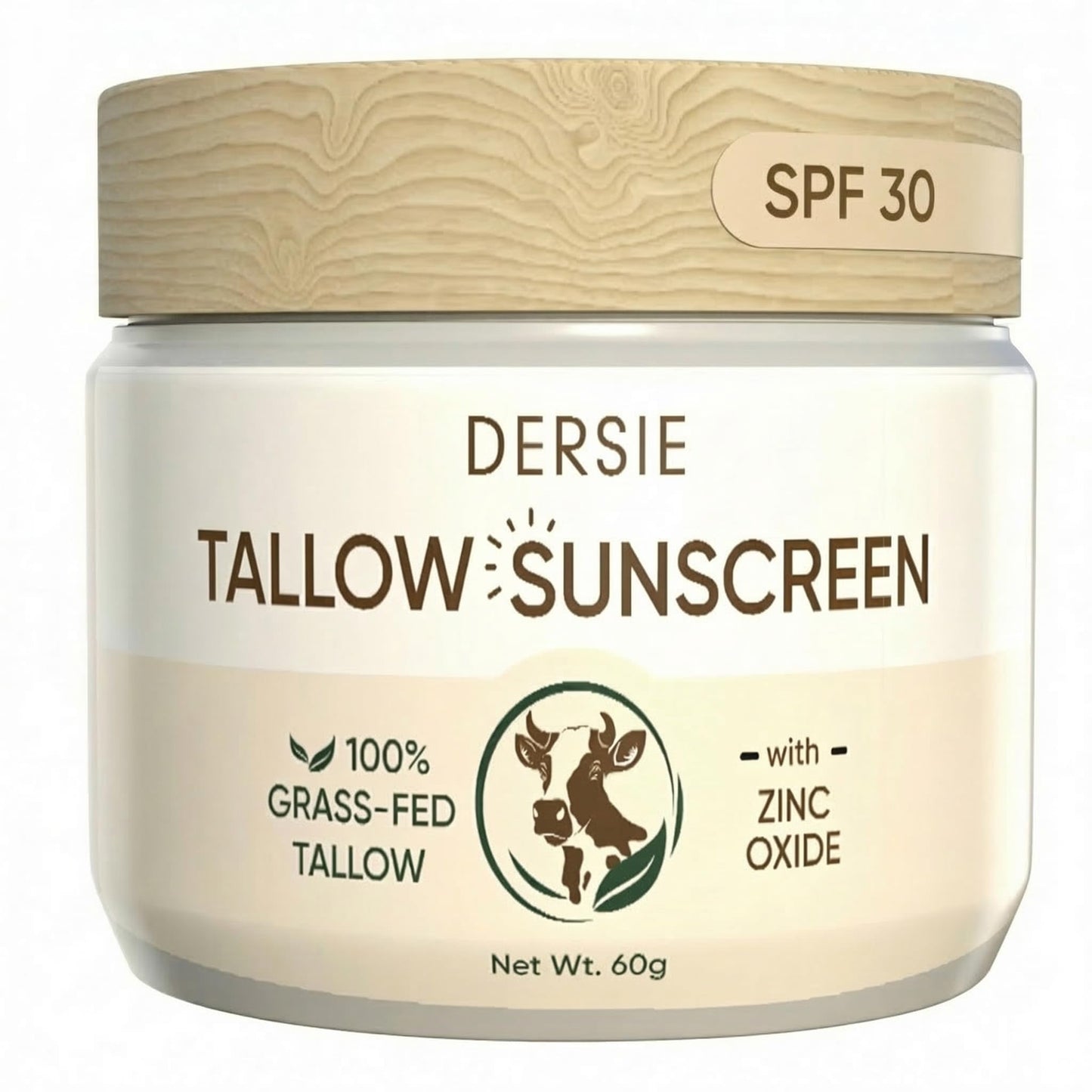 Dersie Tallow Sunscreen SPF 30 - Mineral UV Defense with Non-Nano Zinc Oxide - Face & Body Sun Protection for Adults & Kids - with 100% Grass-Fed Beef Beauty & Personal Care Dersie