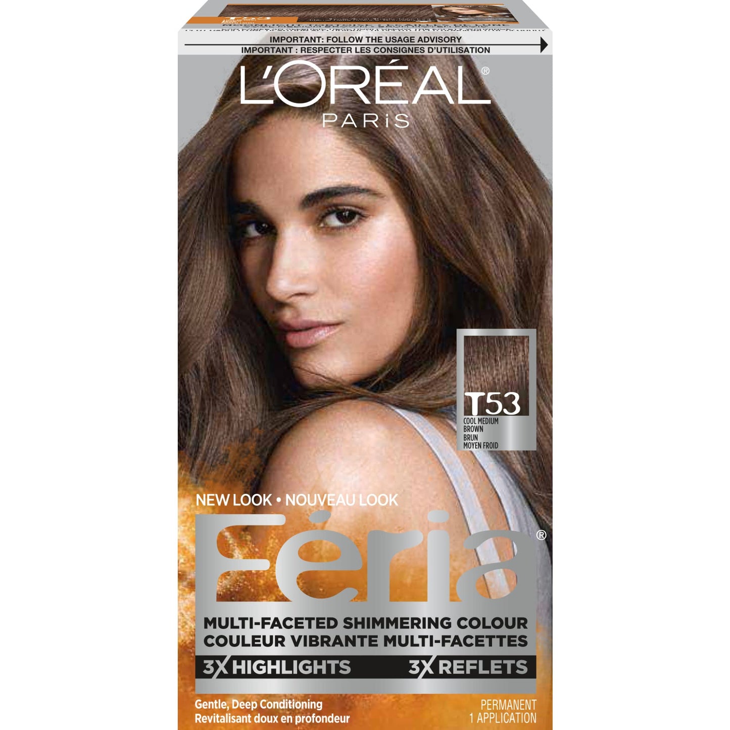 L'Oreal Paris Feria Multi-Faceted Shimmering Permanent Hair Color, T53 Moonlit Tortoise (Cool Medium Brown), Pack of 1, Hair Dye Beauty & Personal Care L'Oreal Paris
