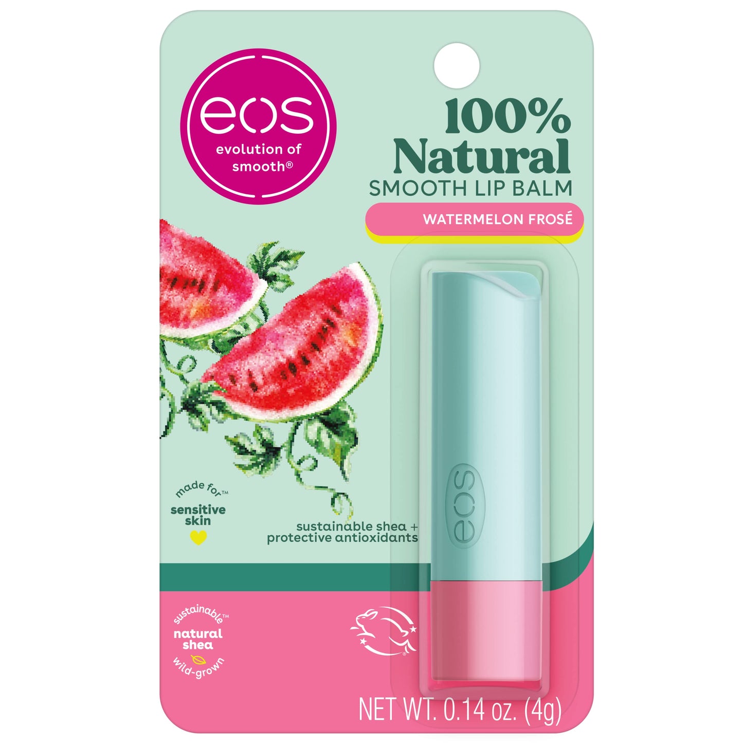 eos 100% Natural Lip Balm- Watermelon Frosé, Dermatologist Recommended for Sensitive Skin, All-Day Moisture Lip Care, 0.14 oz Beauty & Personal Care eos