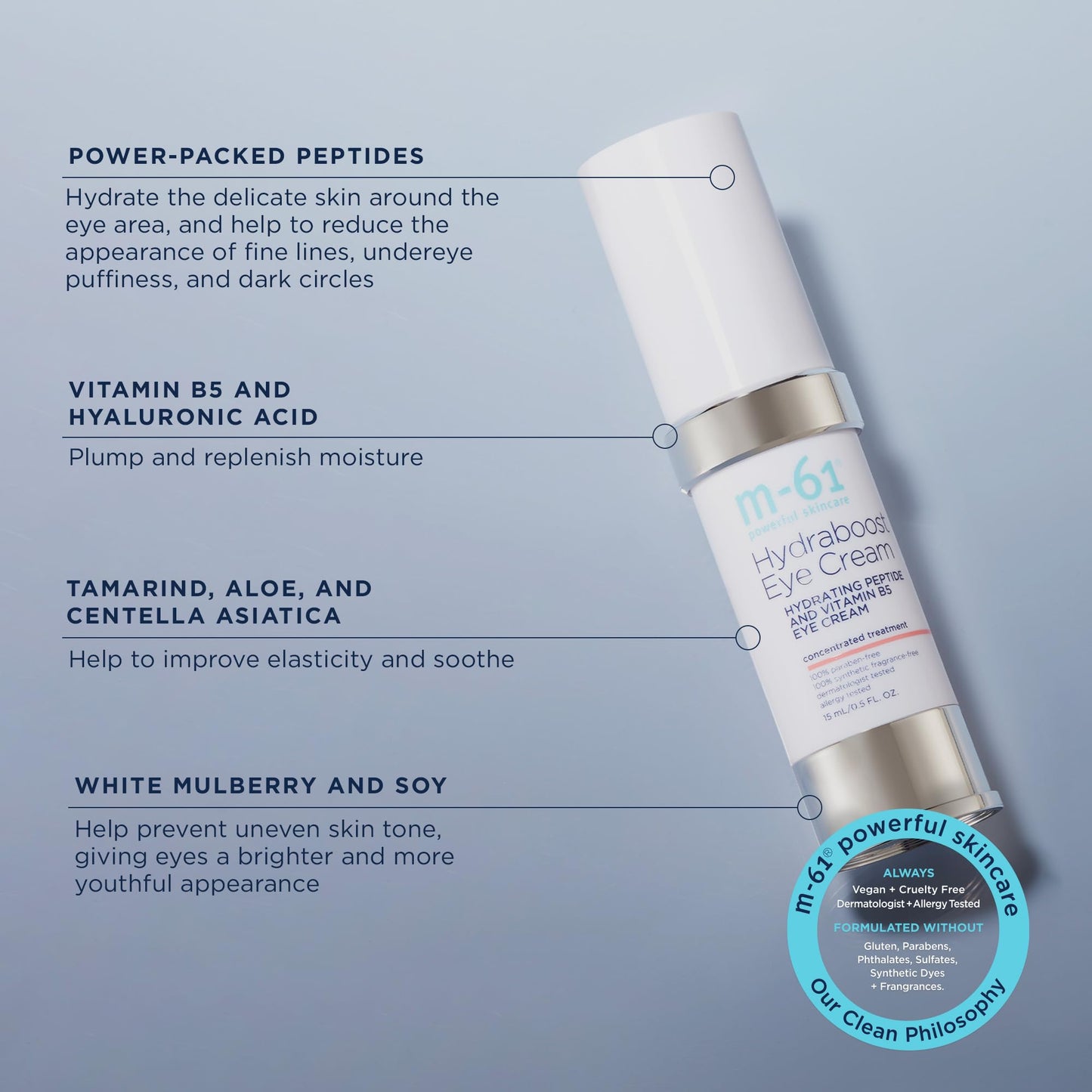 m-61 Hydraboost Eye Cream | Moisturizing, Firming Undereye Cream with Hyaluronic, Glycolic, Vitamin B5, and Peptides. Dermatologist Tested Beauty & Personal Care m-61