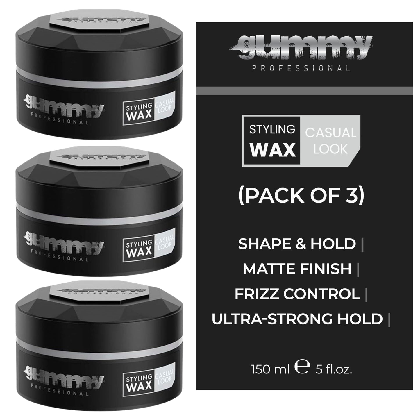Gummy Professional Casual Look Medium Hold Hair Styling Wax - Matte Finish for Natural Texture and Flexible Restyling - Lightweight, Non-Sticky Beauty & Personal Care Gummy