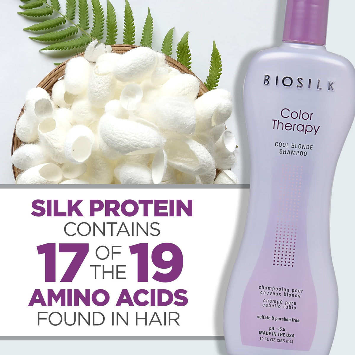 BioSilk Color Therapy Cool Blonde Shampoo, 12 Oz