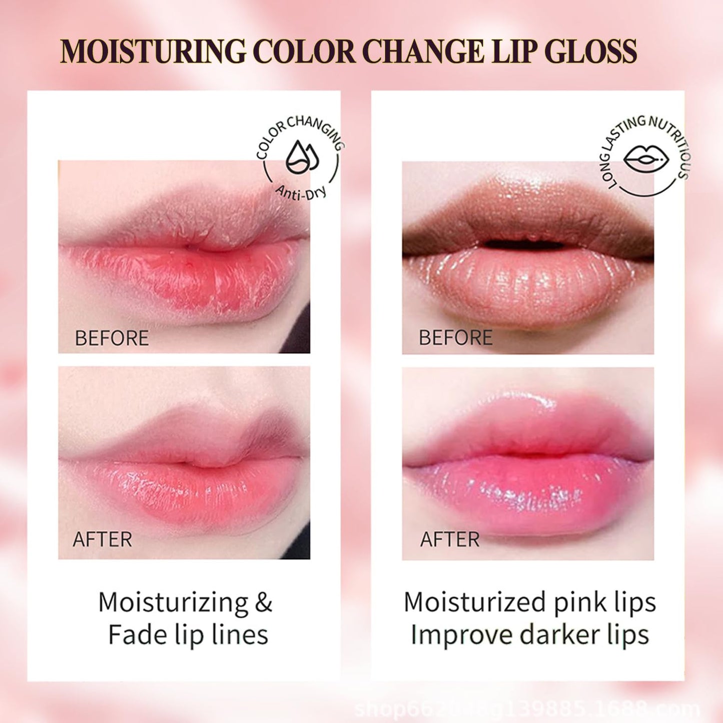 firstfly Pack of 6 Crystal Flower Jelly Lipstick, Long Lasting Nutritious Lip Balm Lips Moisturizer Magic Temperature Color Change Lip Gloss (Black) Beauty & Personal Care firstfly