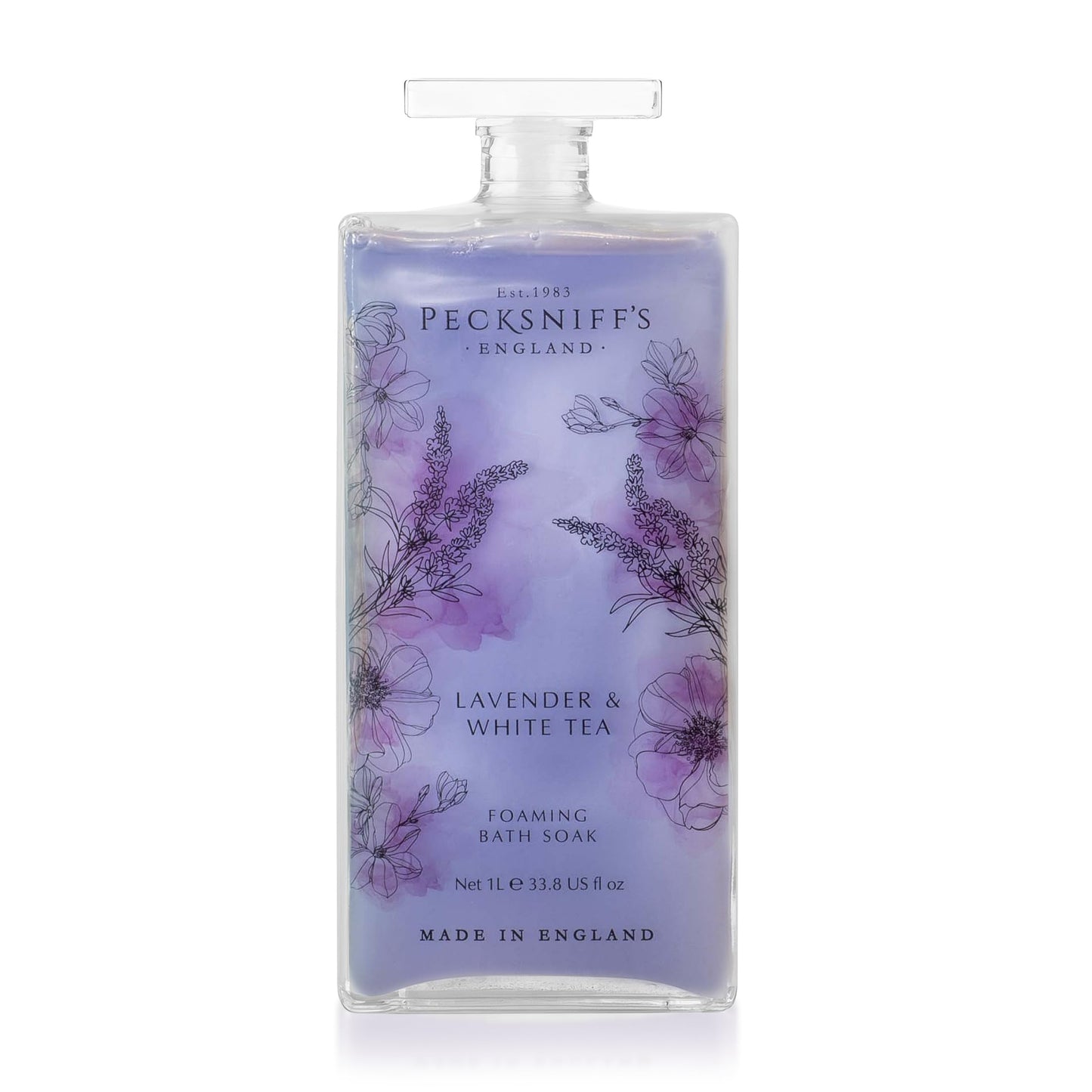 Pecksniff’s Lavender & White Tea Foaming Bath Soak - Luxury Bubble Bath, 1L / 33.8 fl oz, Made in England Beauty and Personal Care Pecksniff's