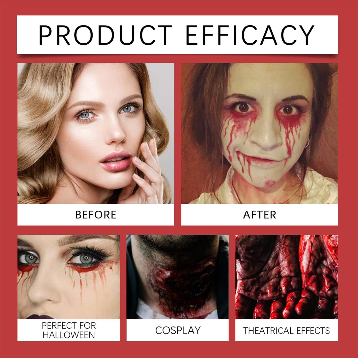 AOYEBO Halloween Fake Blood Kit - 4-Piece Washable Fake Blood Spray with Dropper & Brush for SFX Makeup and Zombie Cosplay Beauty & Personal Care AOYEBO